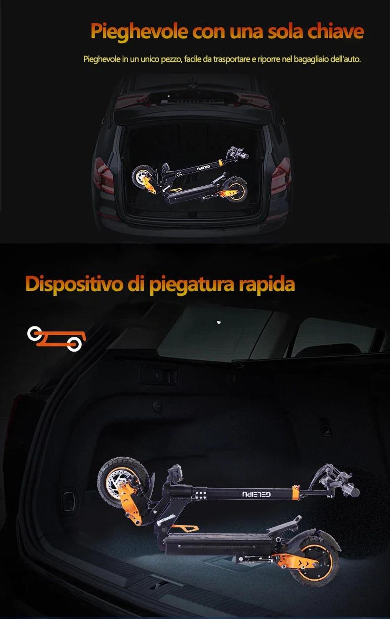 GELEIPU Z1 - Batteria 48V20AH Pneumatici Da 10" Freno A Disco - Nero