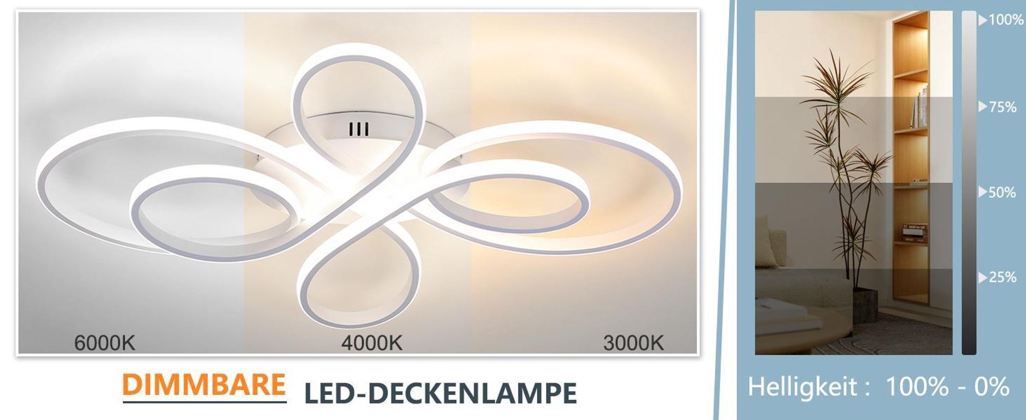 ZMH LED Deckenleuchte Weiß Deckenlampe Dimmbar mit Fernbedienung 65W 66CM Deckenleuchten für Wohnzimmer Schlafzimmer Esszimmer Büro Küche
