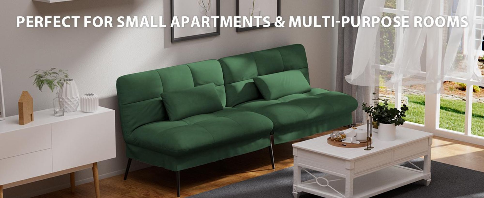 COMHOMA Divano letto con funzione letto, copertura divano futon pieghevole, divano letto, divano angolare, divano letto per ospiti, divano a 3 posti, con schienale regolabile