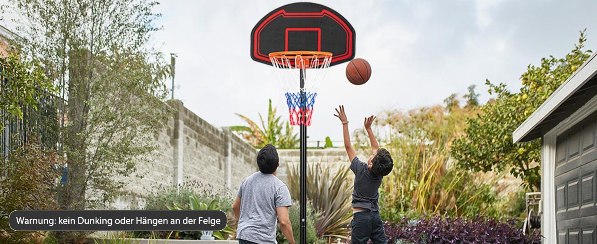 COSTWAY Basketballständer 155 - 210cm höhenverstellbar, Basketballkorb mit Ständer, Basketballanlage rollbar, Korbanlage geeignet für Innen- und Außenbereich