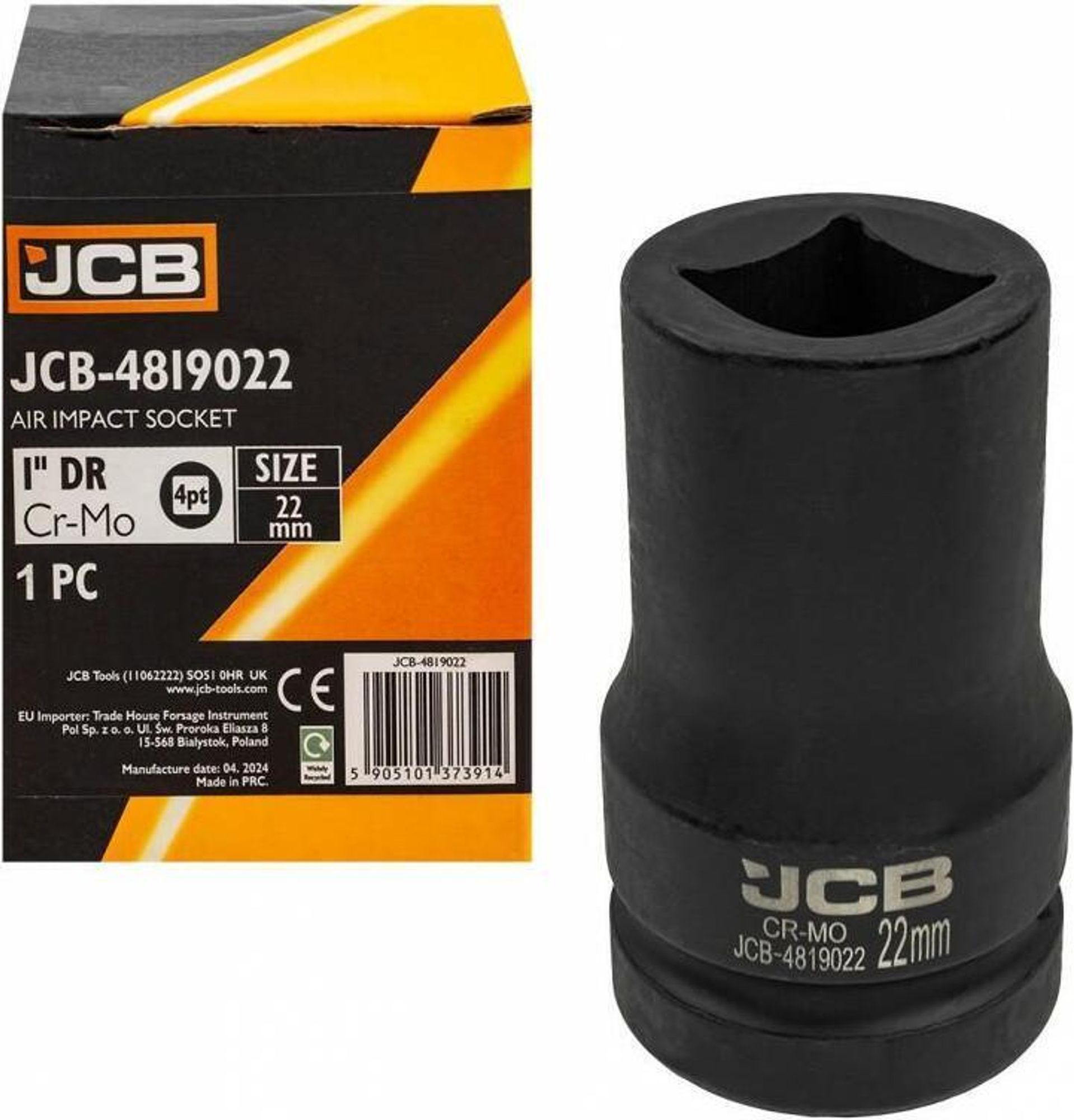 JCB | Schlagschraubereinsatz, Vierkant, 22mm, Schlagschrauber Nuss, Kraftnuss, Steckschlüssel Einsatz
