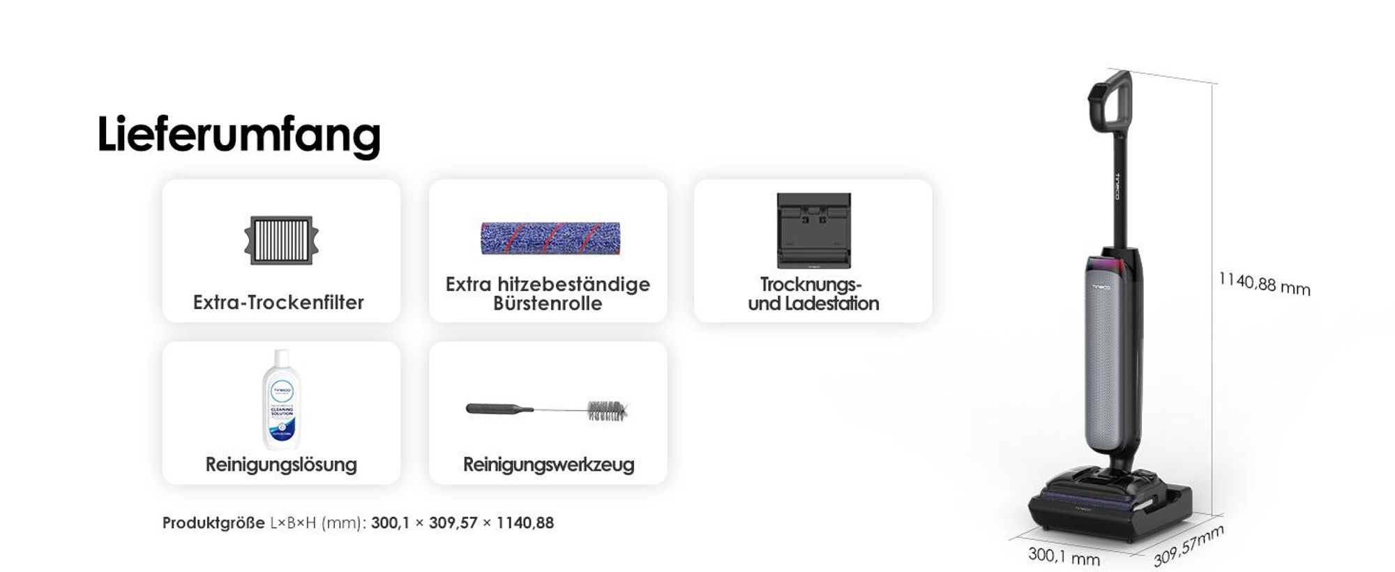 Tineco Floor One S7 Artist Nass-Trockensauger, 22 kPa Saugleistung, iLoop, Anti-Tangle, 85 °C Flashdry, 50 Min Laufzeit, Beidseitige Reinigung