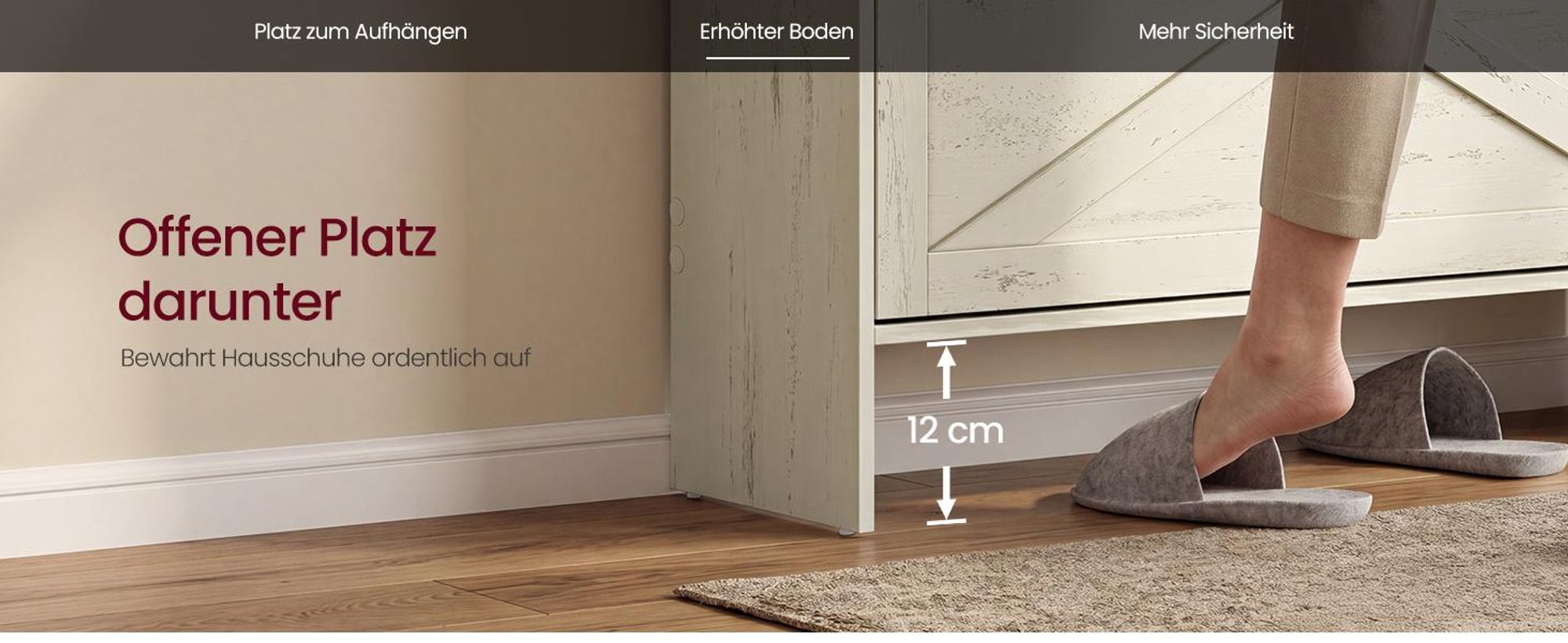 VASAGLE Schmaler Schuhkipper mit 4 Klappen, Landhausstil für 24 Paar Schuhe, 105,5 x 24 x 101,7 cm, Weiß