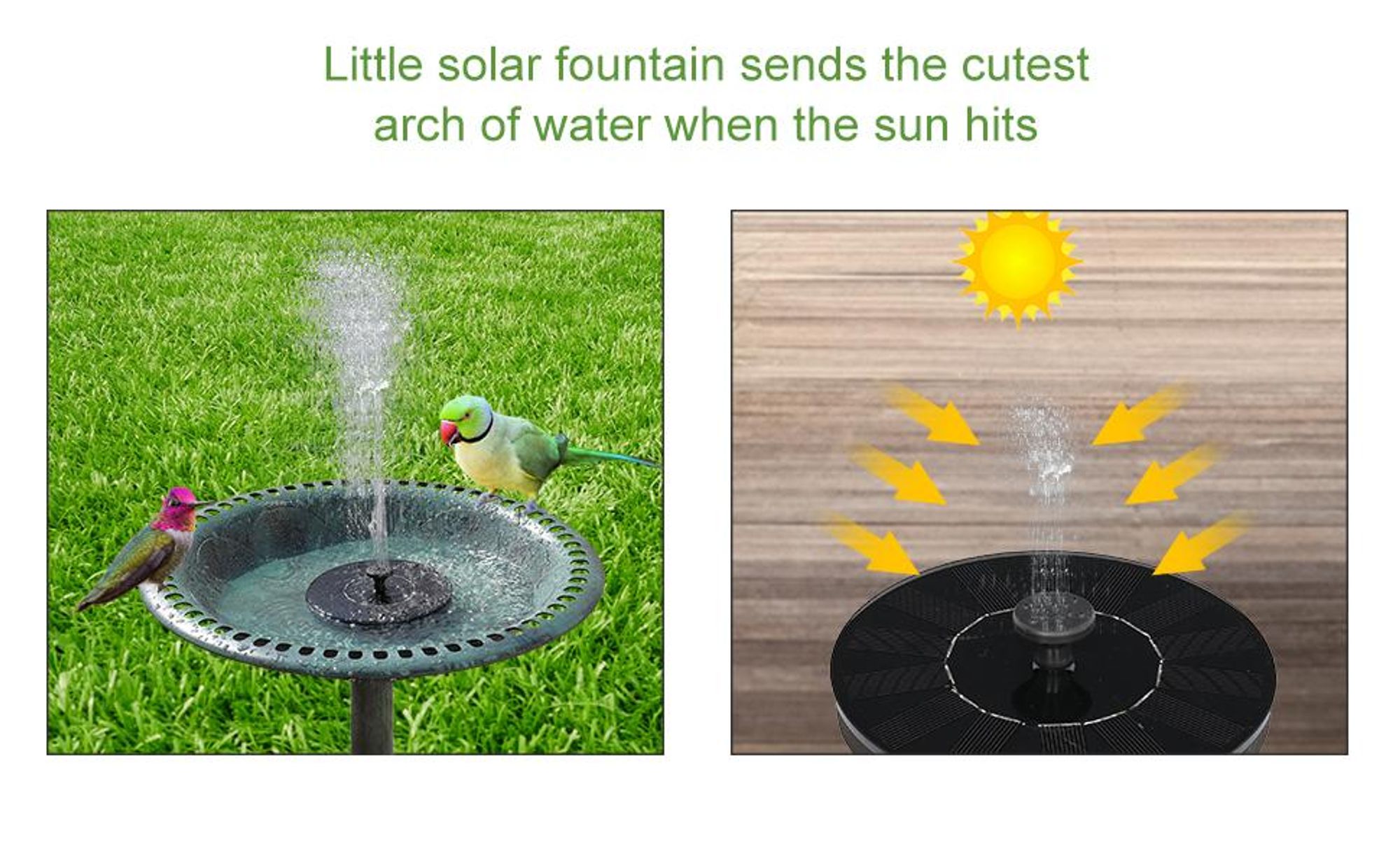 FCH Vogelbad Stehend mit Solar-Brunnen, Vogelbad für Garten, 51x51x72cm