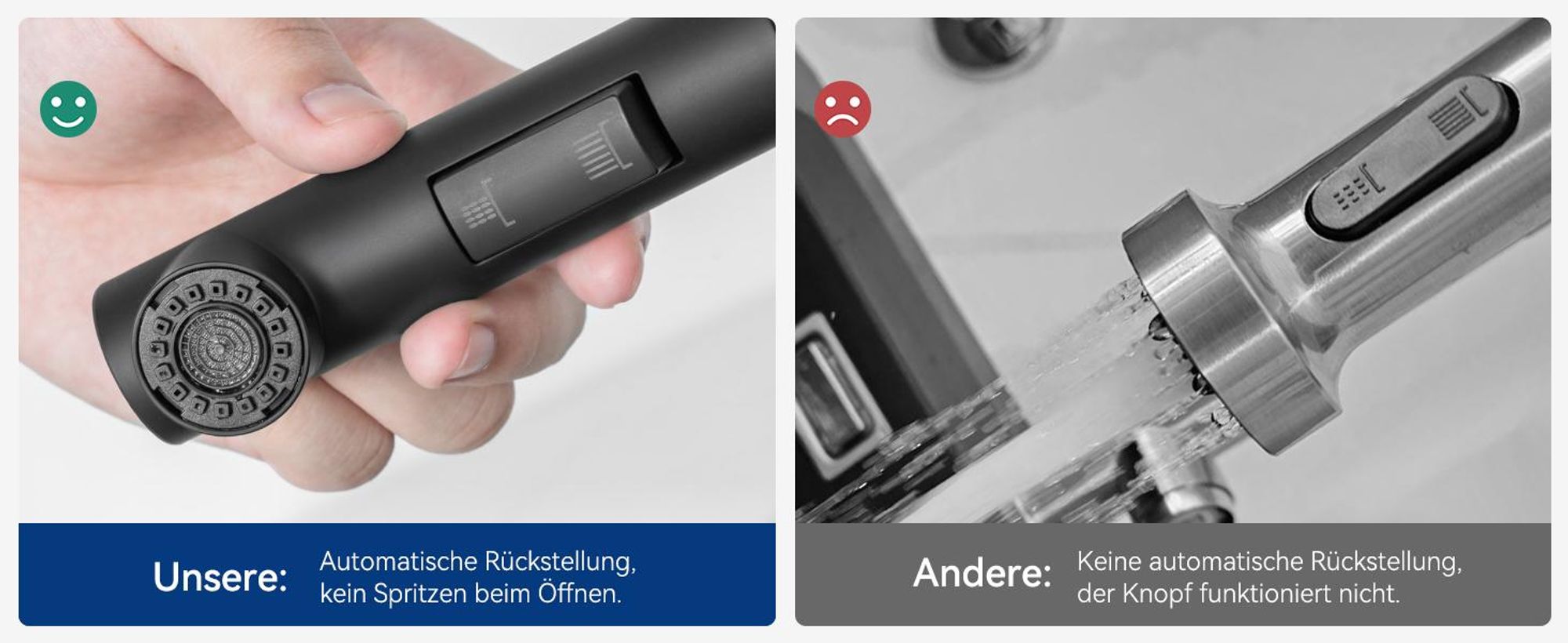 Wasserhahn Küchenarmatur, 360° Drehbar Spültischarmatur, Cecipa Ausziehbare Küchenarmatur 304 Edelstahl, Ausziehbarer Wasserhahn, Schwarz