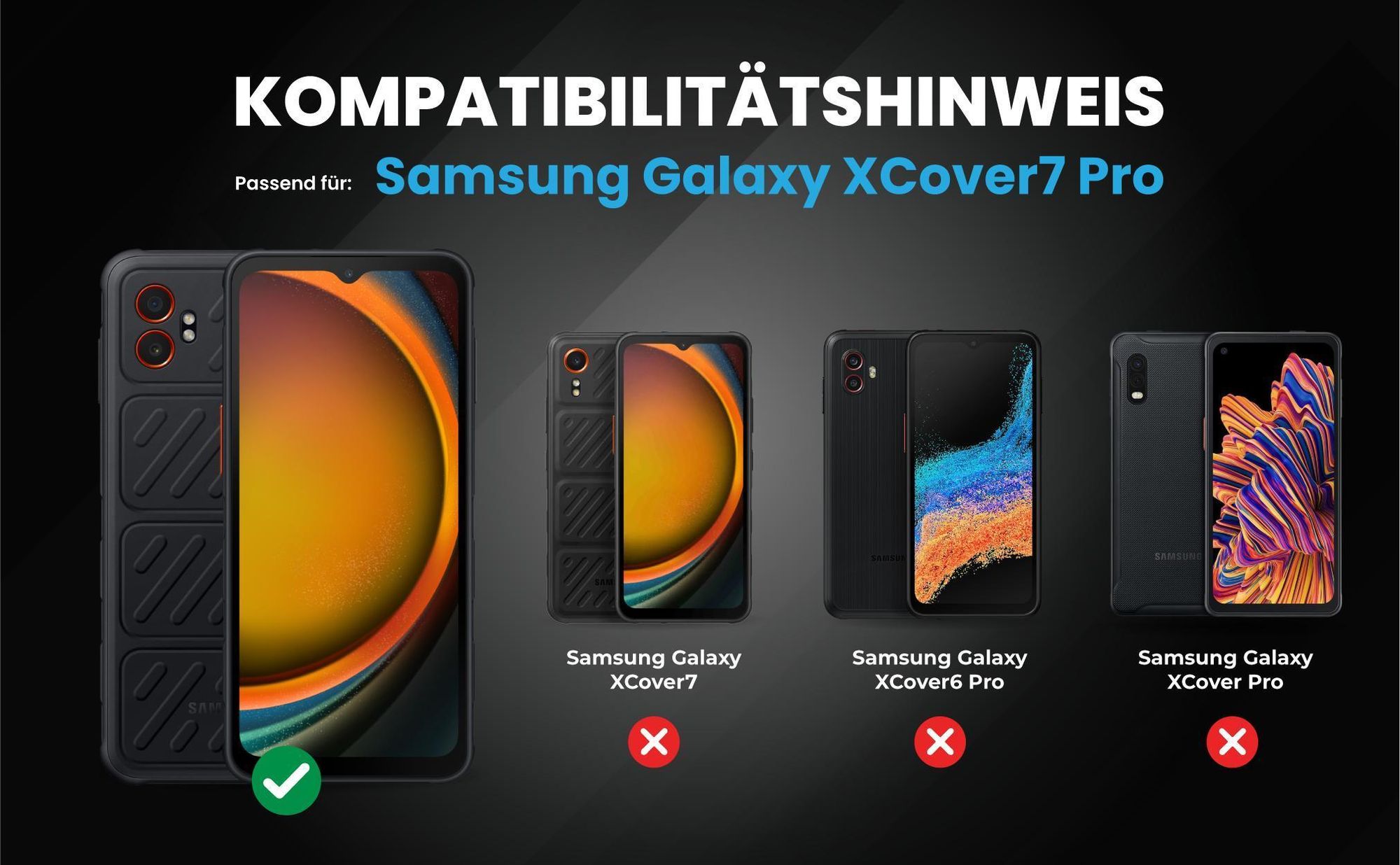 Kompatibilitätshinweise Hülle für Samsung Galaxy Xcover7 Pro