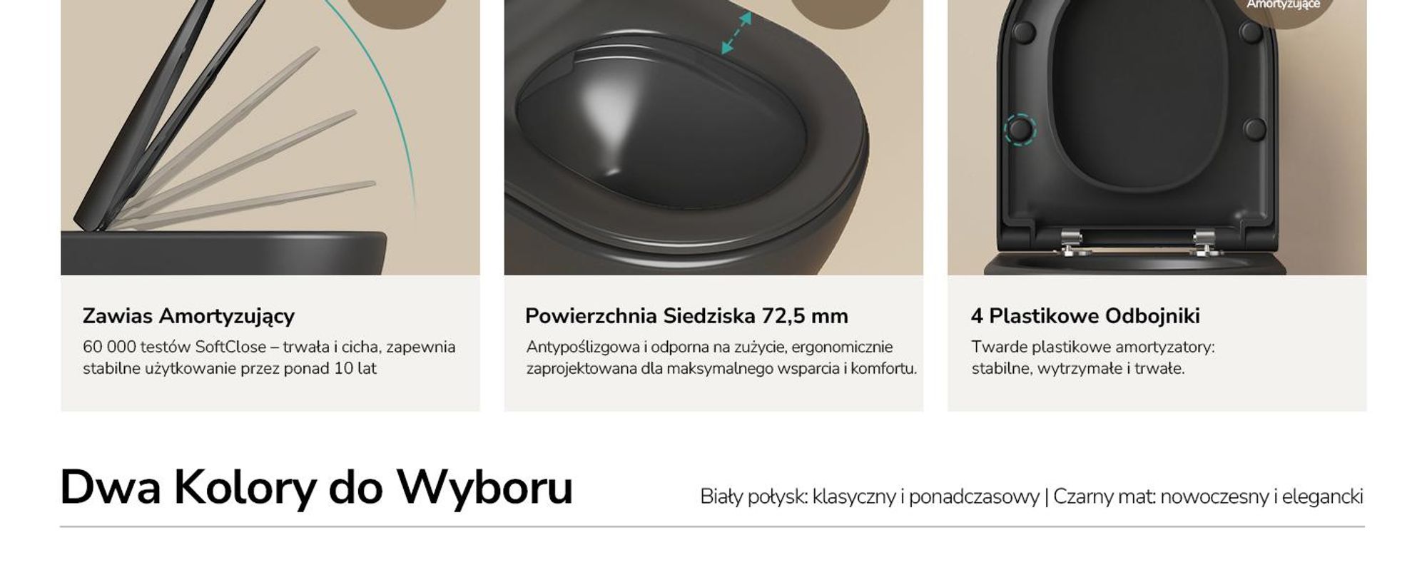 EMKE Miska WC wisząca bezrantowa ceramiczna, podwójne spłukiwanie przeciwbieżne, oszczędność wody, deska Soft-Close, czarny mat