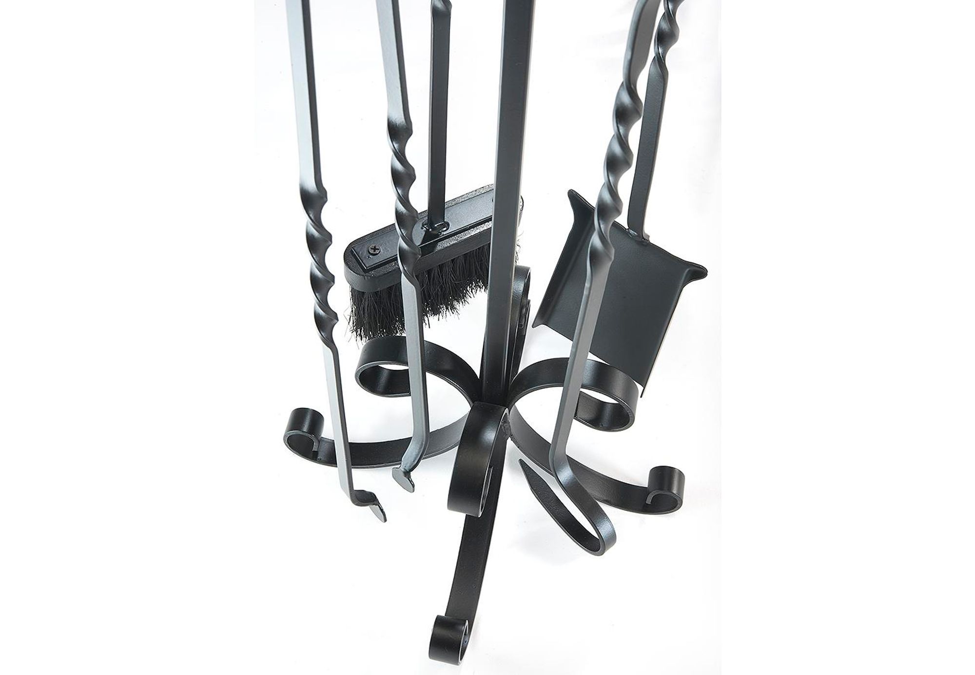 Kobolo Kaminbesteck mit Schaufel Schürhaken Besen Zange Metall schwarz - Kaminzubehör Brennholzzubehör Kamingabel Schwedenofen Zubehör Ofen Grill