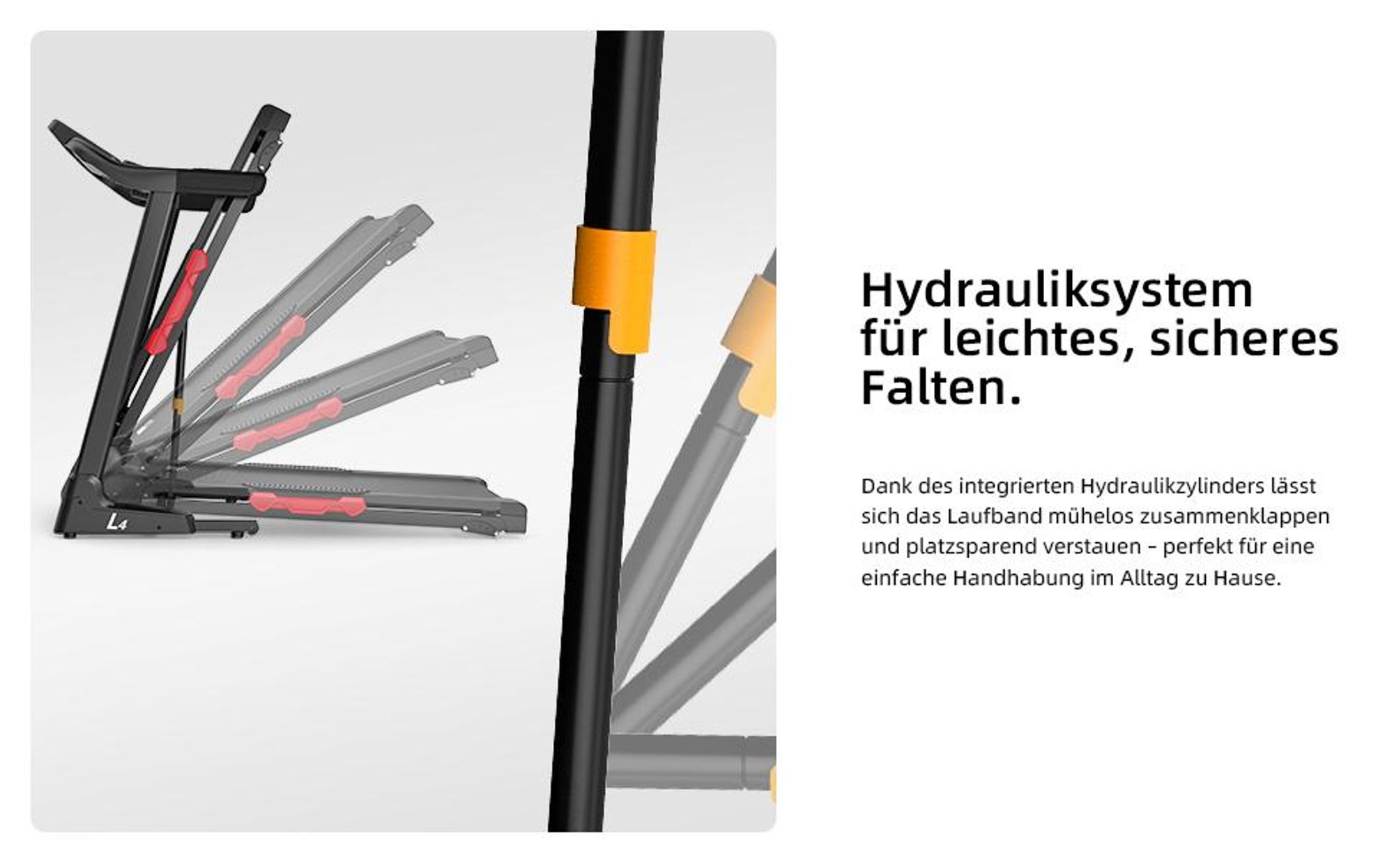 JASPORT L4 Laufband klappbar – 3.0 PS DC-Motor, bis 14 km/h, 3-Stufen Steigung, 1100×430 mm Lauffläche, LED, Bluetooth, App, 100 kg Belastbarkeit