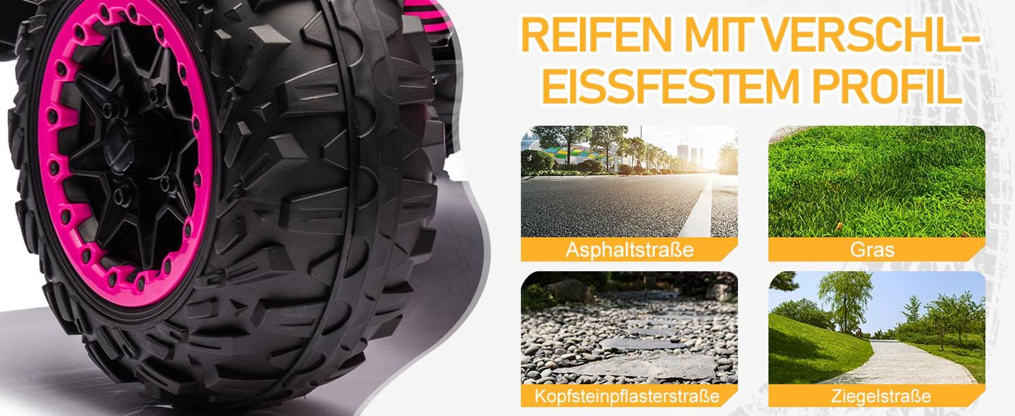 FCH Kinder Quad Elektro 12V 7Ah ATV, Musik, MP3, LED-Scheinwerfer Elektro-Quad für Kinder 3-6 Jahre Rosa