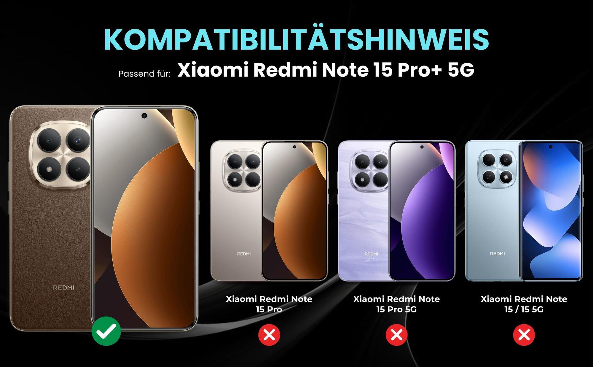 Kompatibilitätshinweise Hülle für Xiaomi Redmi Note 15 Pro+ 5G