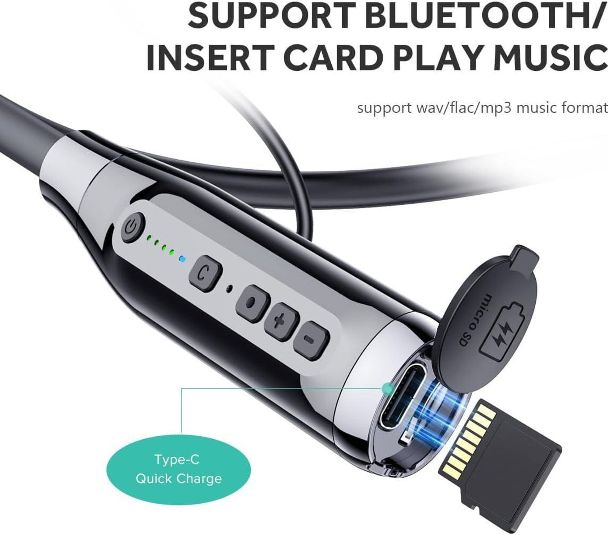 Bluetooth-Kopfhörer – kabelloses Nackenbügel-Bluetooth-Headset mit 100 Stunden Spielzeit, wasserfeste Sport-Ohrhörer mit hoher Strapazierfähigkeit