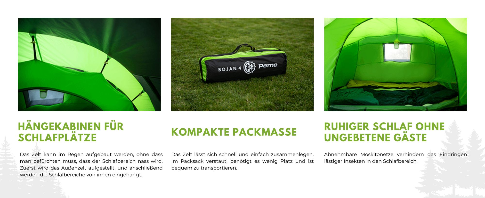 PEME Bojan 4 Personen Zelt Familienzelt Tunnelzelt - Wasserdicht 4000 mm 2 Schlafkabinen Vis-a-Vis Großes Vorzelt Festivalzelt Outdoor Campingzelt