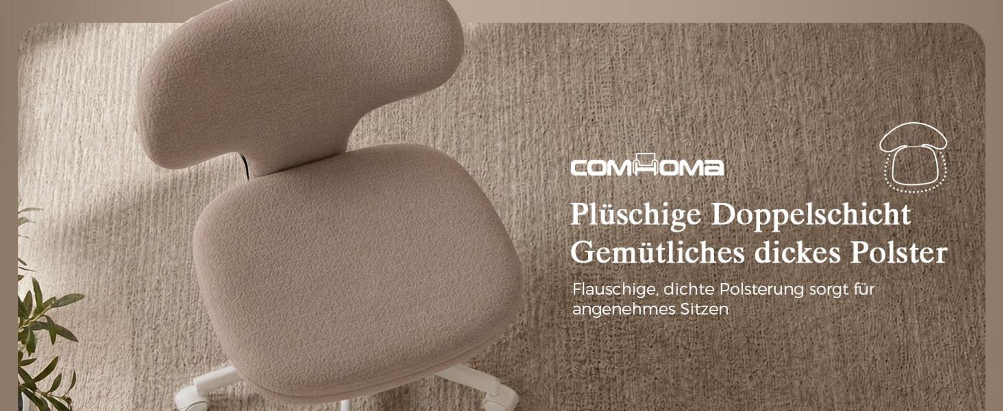 COMHOMA Schminkstuhl mit Rollen, Schminkstuhl mit Umschließender Rückenlehne, Höhenverstellbarer Drehstuhl, Niedlicher Bürostuhl für Schlafzimmer,Home
