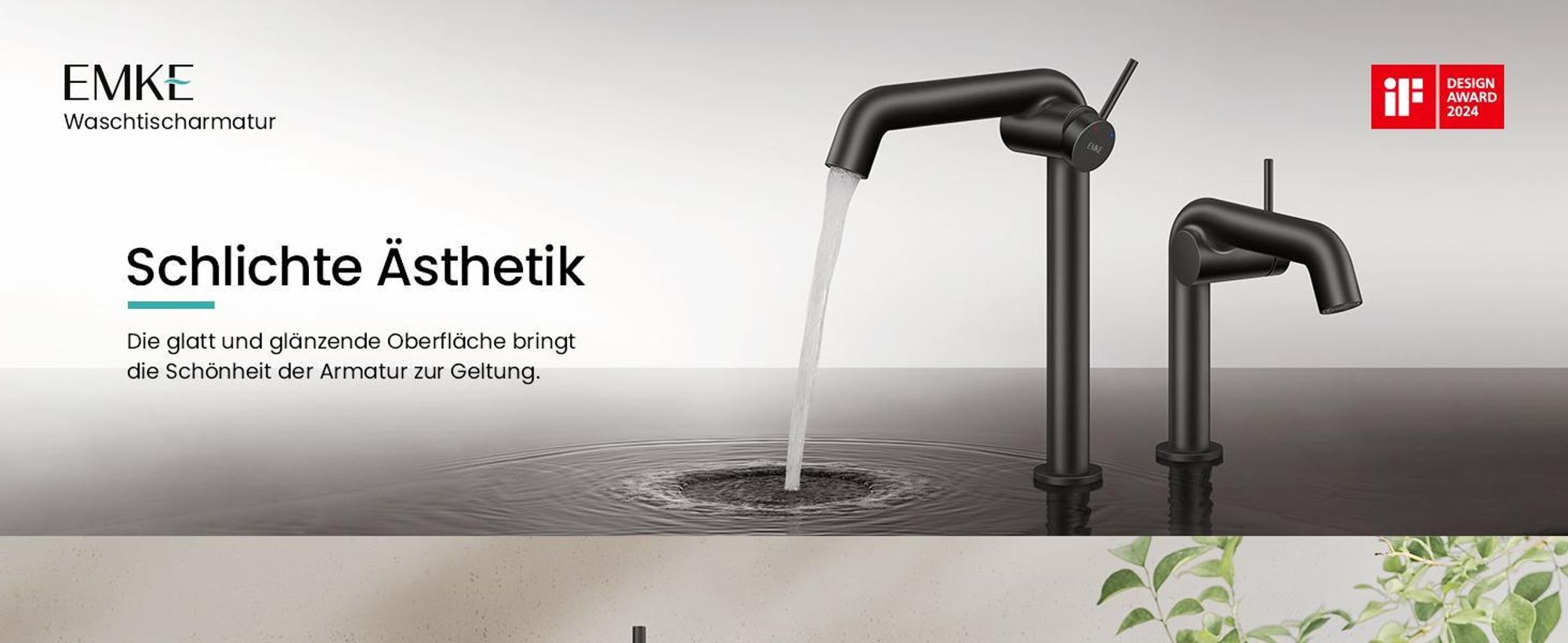 EMKE Einhebel-Waschtischarmatur, Badarmaturen 332x220x76mm , Wassersparend, Korrosionsschutz, Bleifreies Messing, Matt Schwarz