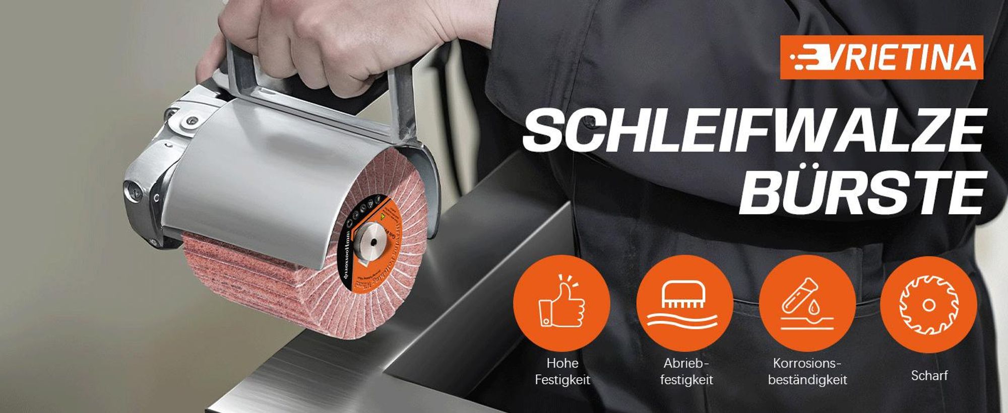 240# Schleifwalzen Bürste für Satinierer, PA-Fasern + Schleifpapier, 12x10cm, Schleifbürste Satinwalze zur Metall, Holz Stein Schleifen Renovierung