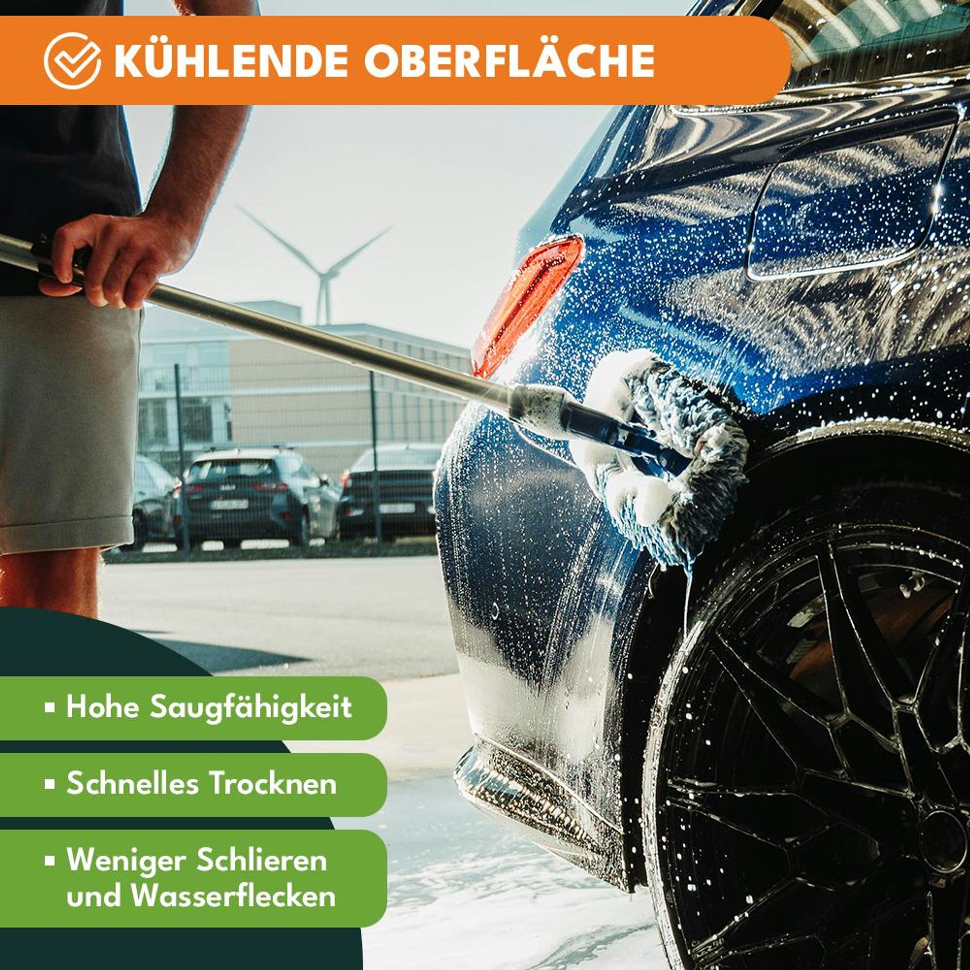 KRUMAD Mikrofaser Auto Waschschwamm, Autowaschhandschuh für Fahrzeugpflege, Reinigungsschwamm für Auto Motorrad Lack Felgen und Außenflächen