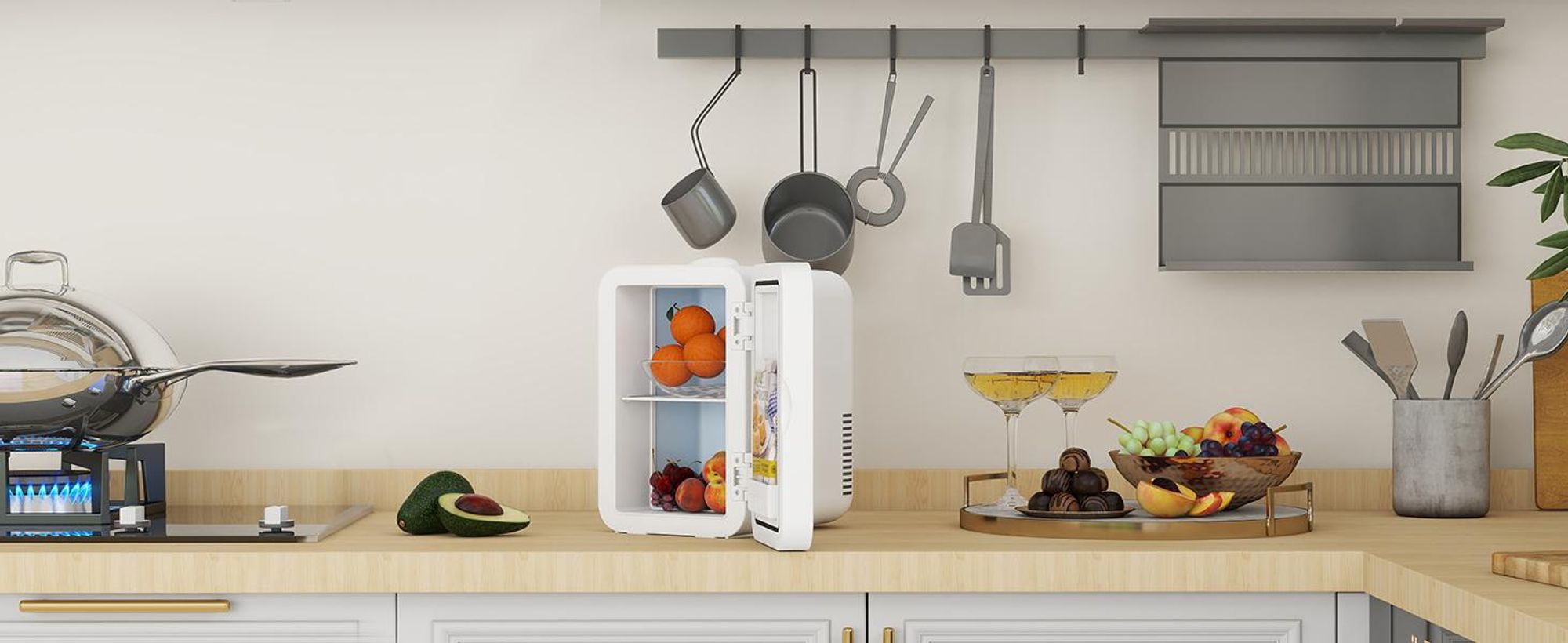 Puluomis Mini Kühlschrank 8L mit LED Spiegel tragbar für Kosmetik, Kühlbox Warmbox weiß