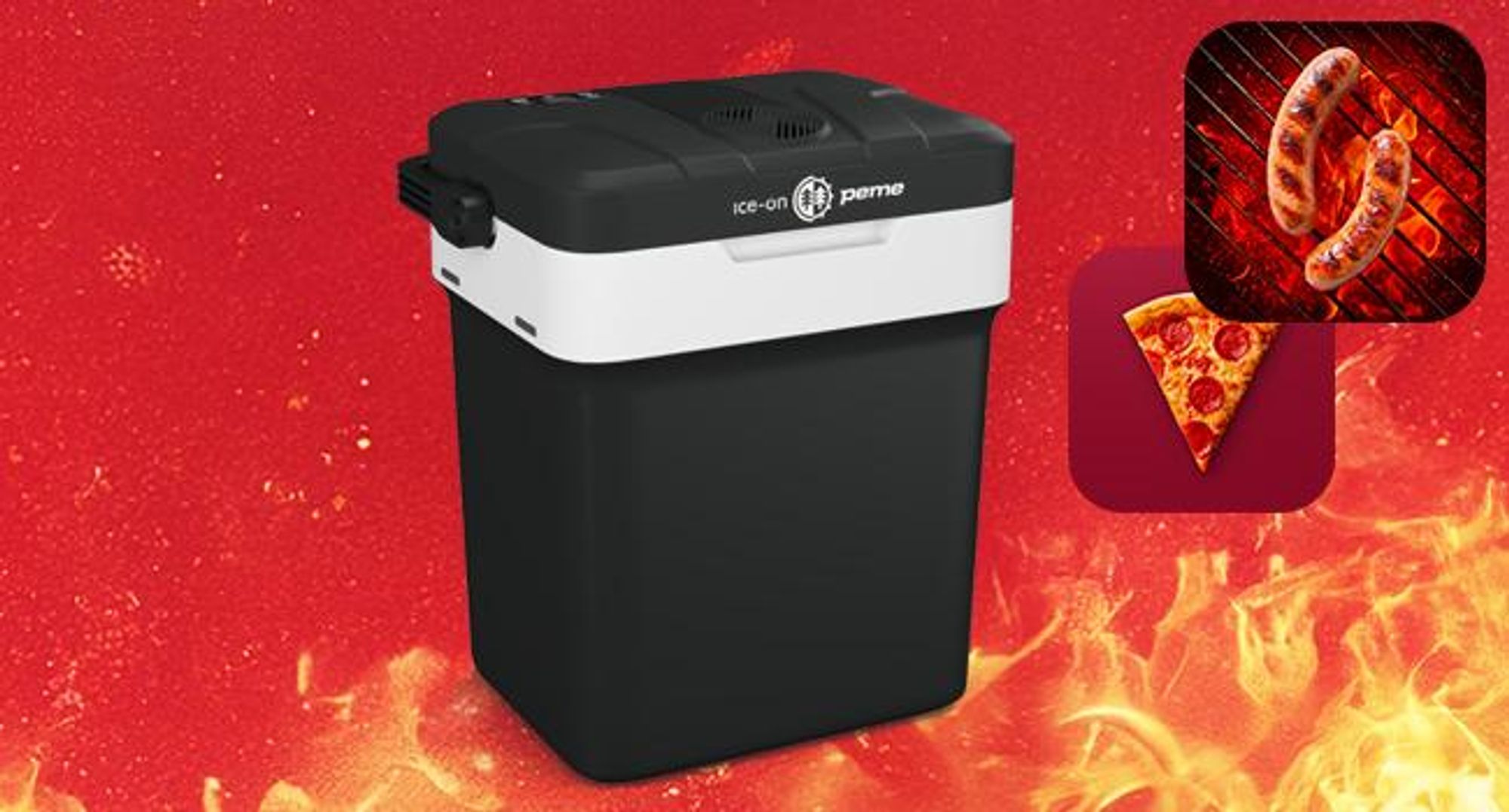 PEME Essential 26 L Elektryczna lodówka turystyczna – termoelektryczna torba chłodząca do samochodu osobowego, na kemping, mini lodówka, pojemnik do podgrzewania, USB, ECO, cicha, czarna, 230 V