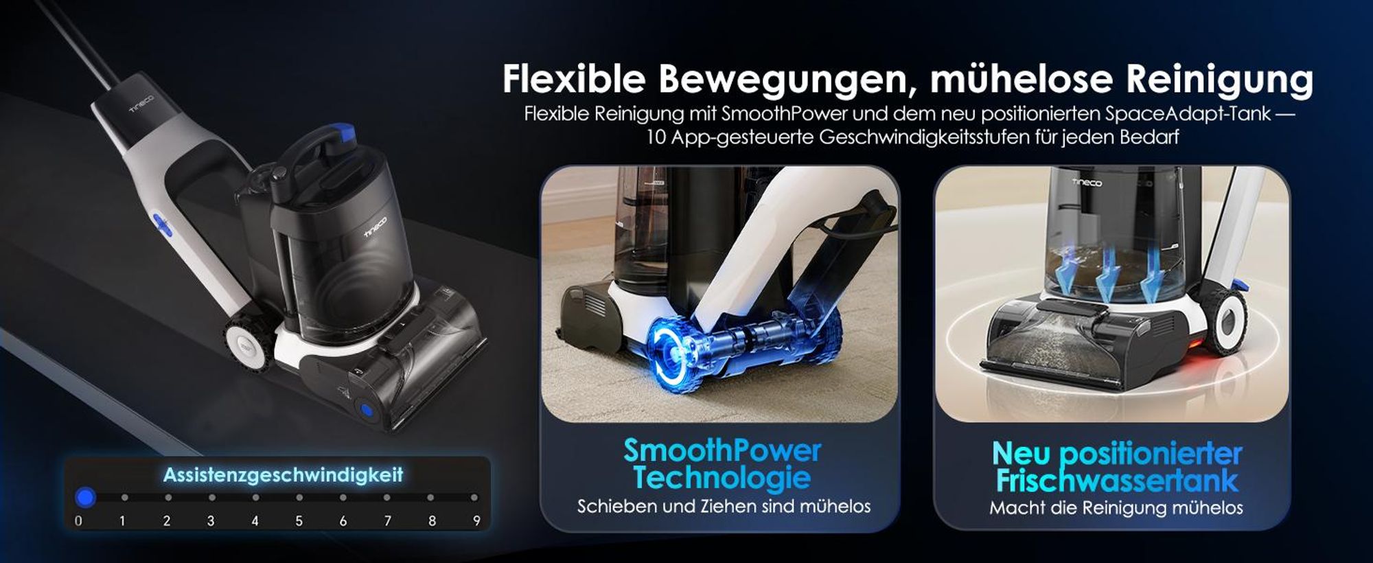 Tineco CARPET ONE Cruiser Teppichreiniger, Polsterreiniger Waschsauger mit 3-Stufen SmoothPower, DualCore Trocknung, FlashDry Selbstreinigung, iLoop