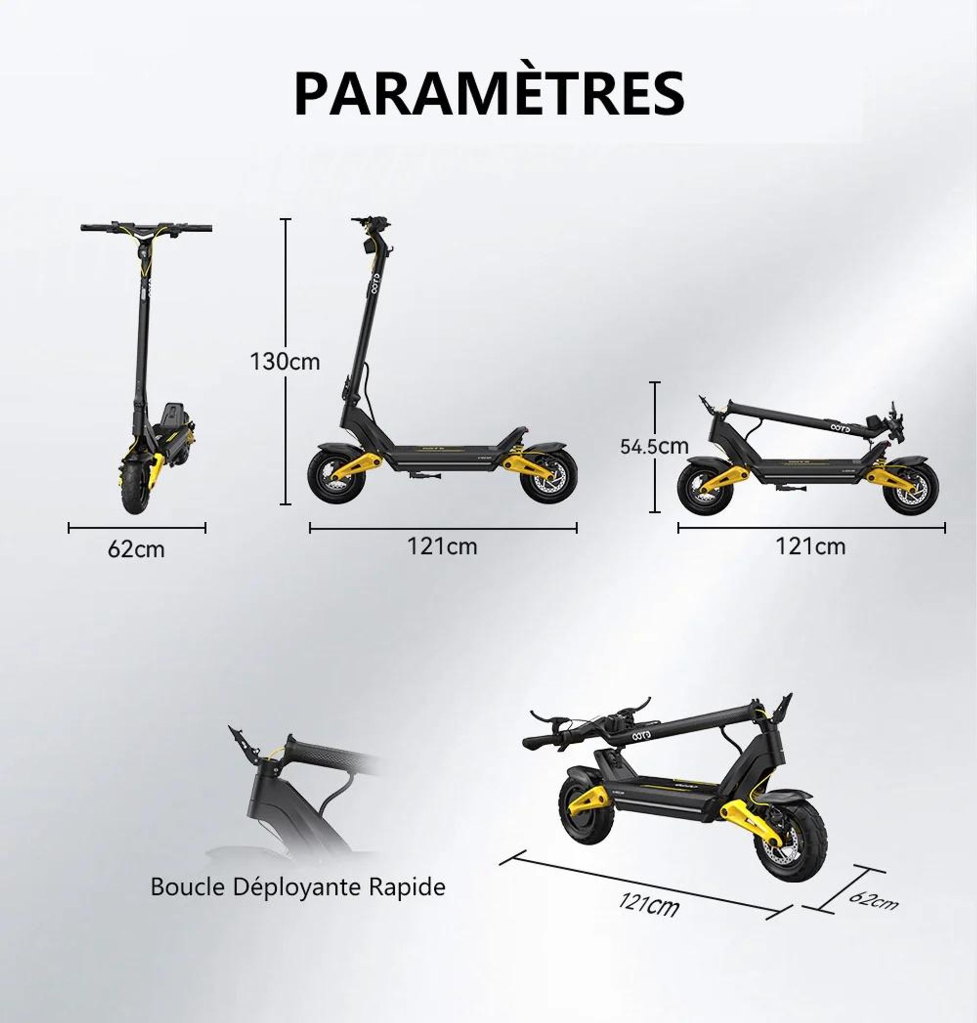 Trottinette Électrique OOTD S10 - Batterie 48V20AH 10" Pouces Roues Freins à Disque - Noir