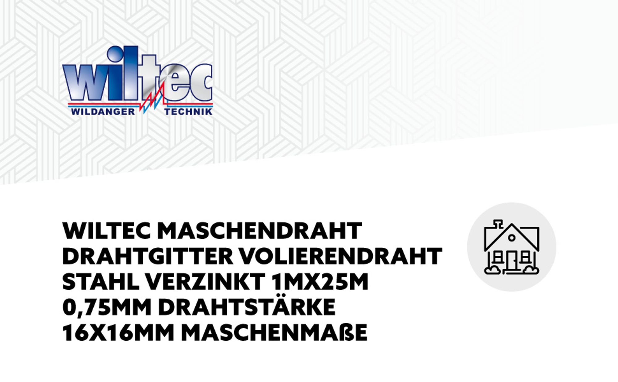 Wiltec Maschendrahtzaun 1 m x 25 m, 0,75 mm Drahtstärke 16x16 mm Maschengröße, Volierendraht 4-Eck aus Stahl verzinkt, Drahtgitter, Vogeldraht