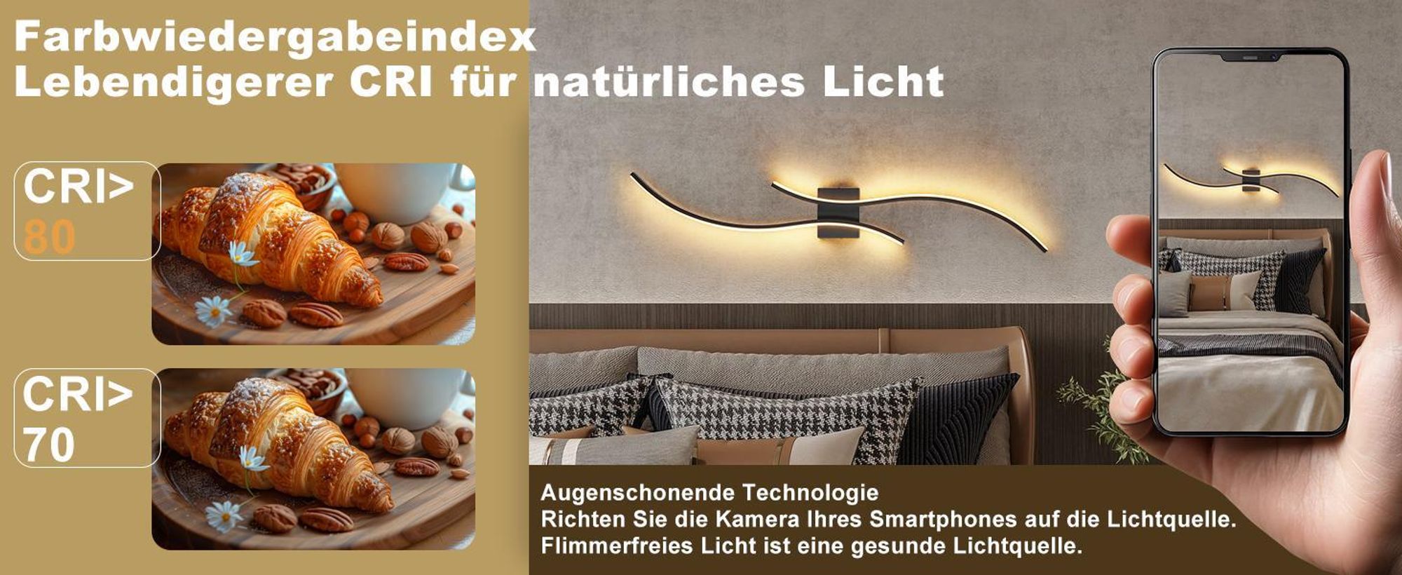 ZMH Wandlampe LED Wandleuchte Innen 14W Flurlampe 100CM Schwarz Treppenhauslampe Modern Welle Design 3000K Warmweiß Minimalistische Wandbeleuchtung für Schlafzimmer Wohnzimmer Flur  Treppenhaus Küche