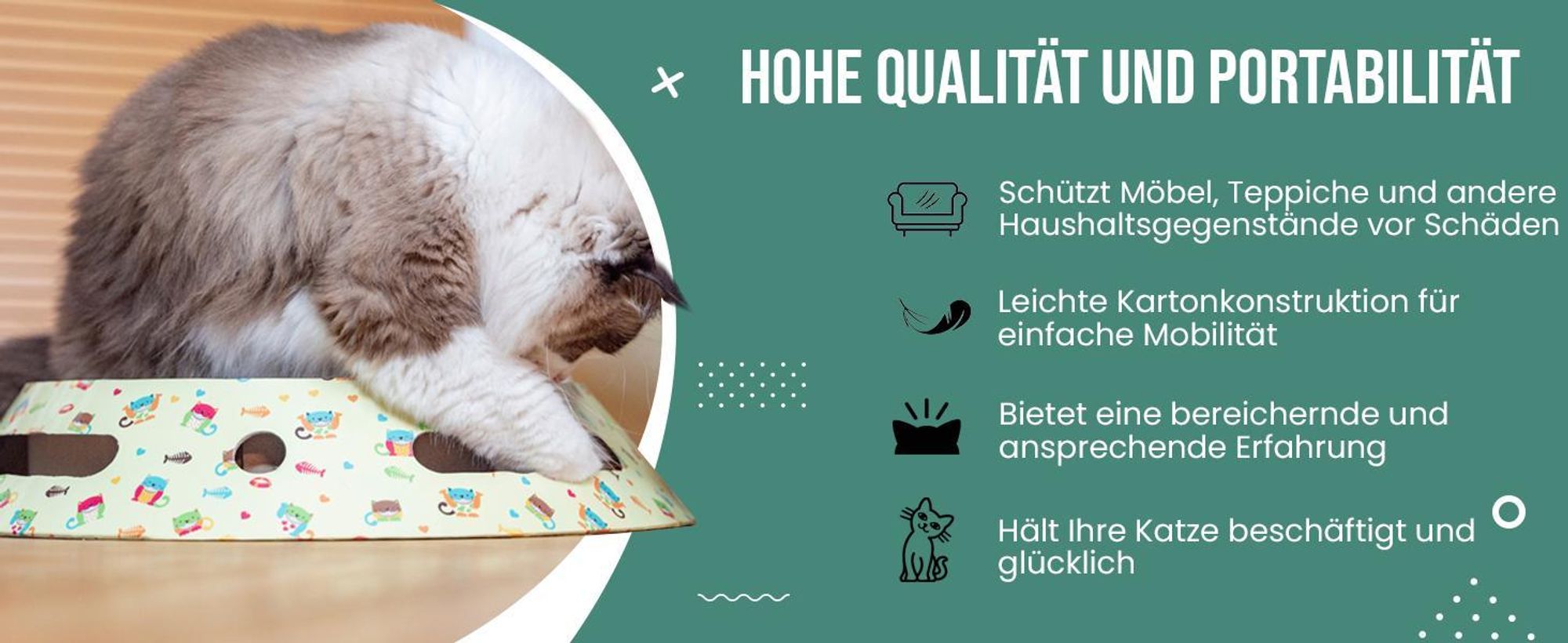 Petsona Kratzbrett Für Katzen Natürlicher Katzenkratzer Spielplatz Kratzpappe & Kratzteppich Für Katze Katzenspielzeug Selbstbeschäftigung, Natürlich