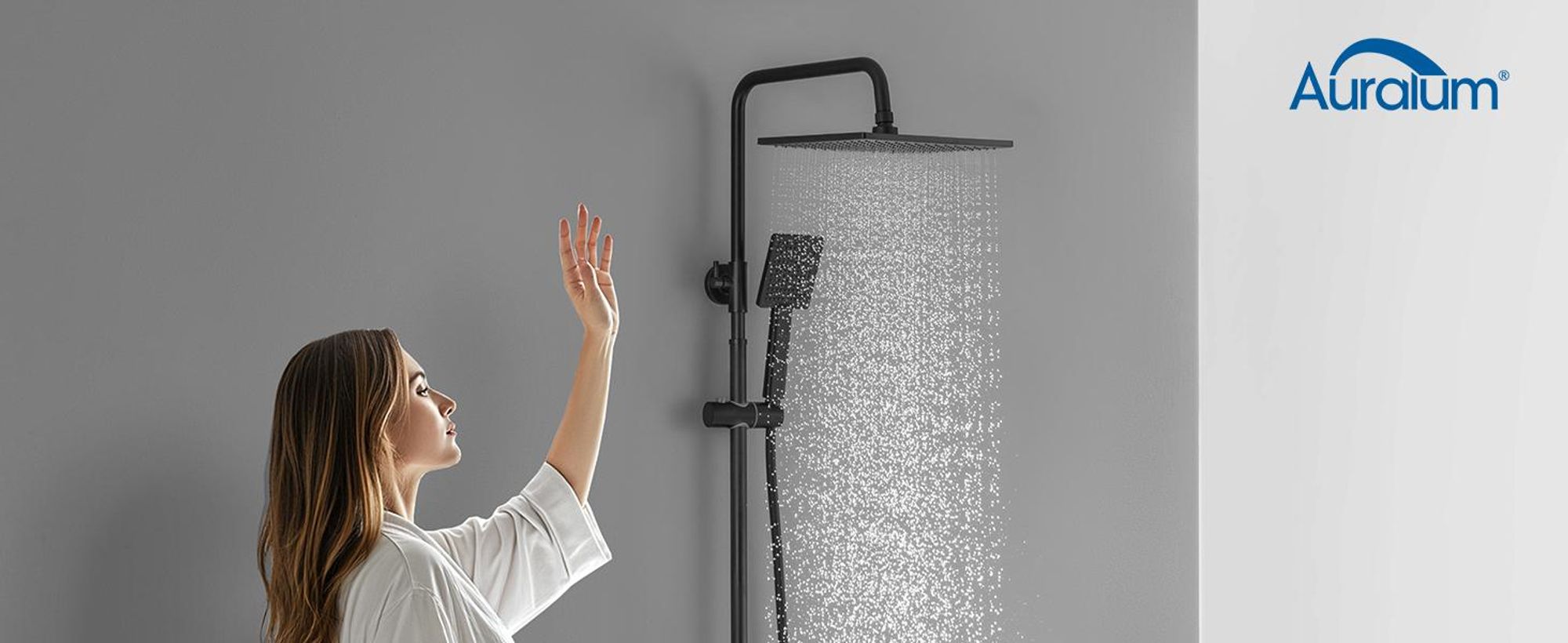 Auralum Regendusche Duschsystem Regenduschset Klassisches Schwarz inkl. Kopfbrause Handbrause Höhenverstellbar Duschset für Bad