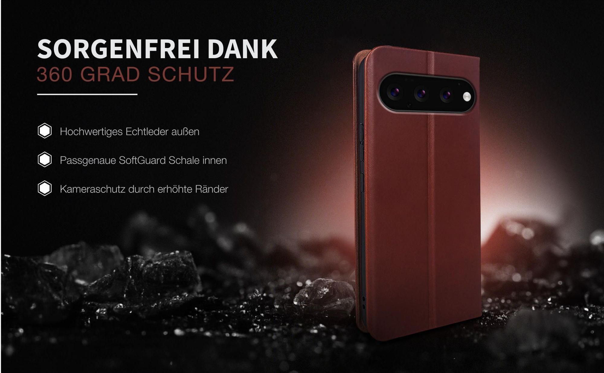 Leder Smartphonehülle für das Google Pixel 11 Pro mit Rundum Schutz