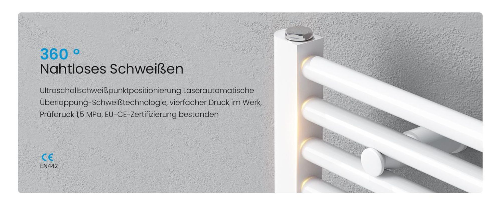 Heilmetz Heizkörper Elektrisch 140 x 60 cm Weiß Gerade Rundrohre Badheizkörper Elektrisches Handtuchtrockner Ohne heizstab