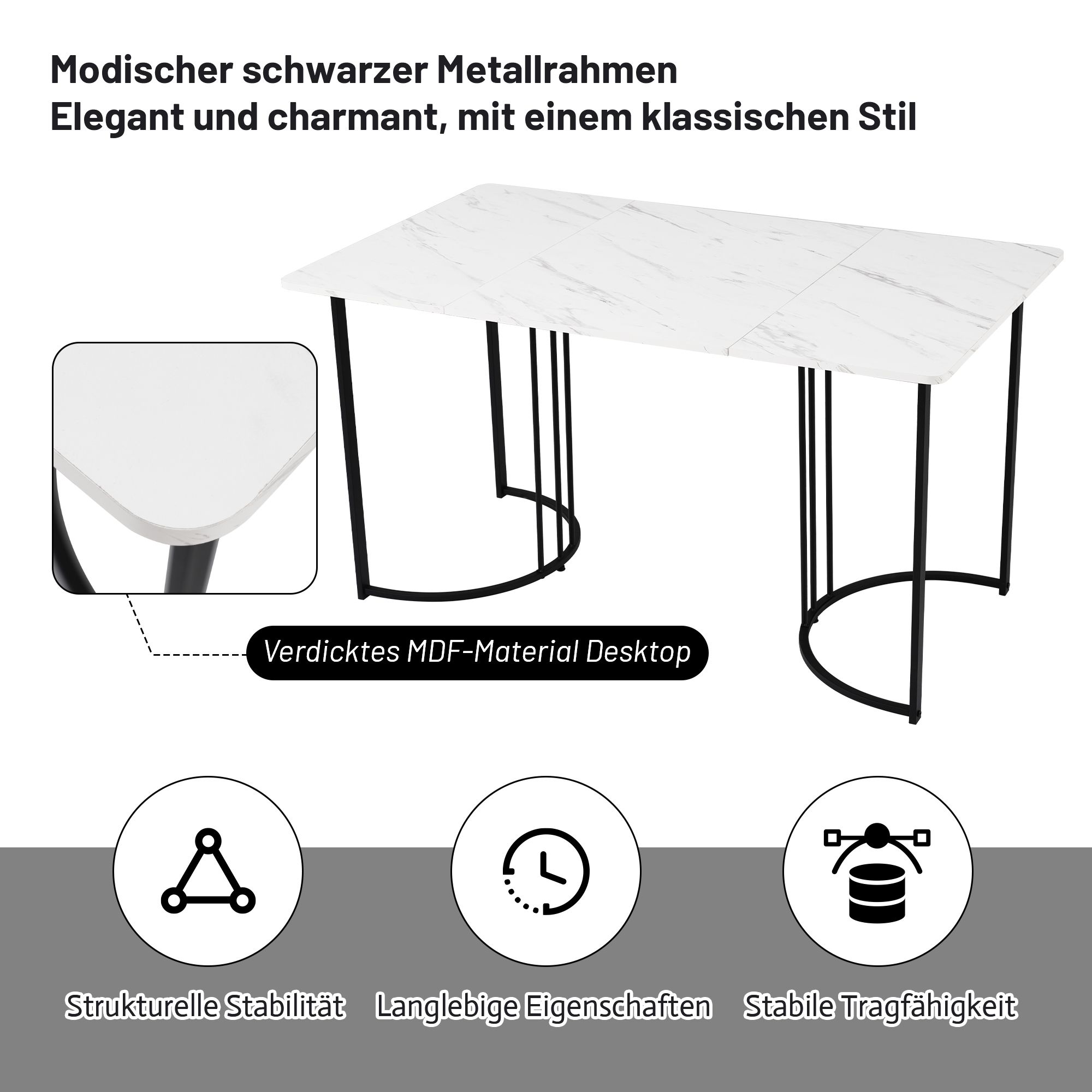 Flieks Essgruppe Esstisch mit 4 Esszimmerstuhl, Sitzgruppe Küchentischset 5tlg., Küchentisch mit 4 Esszimmerstuhl, Stuhl mit Samtbezug, Grün Schwarz