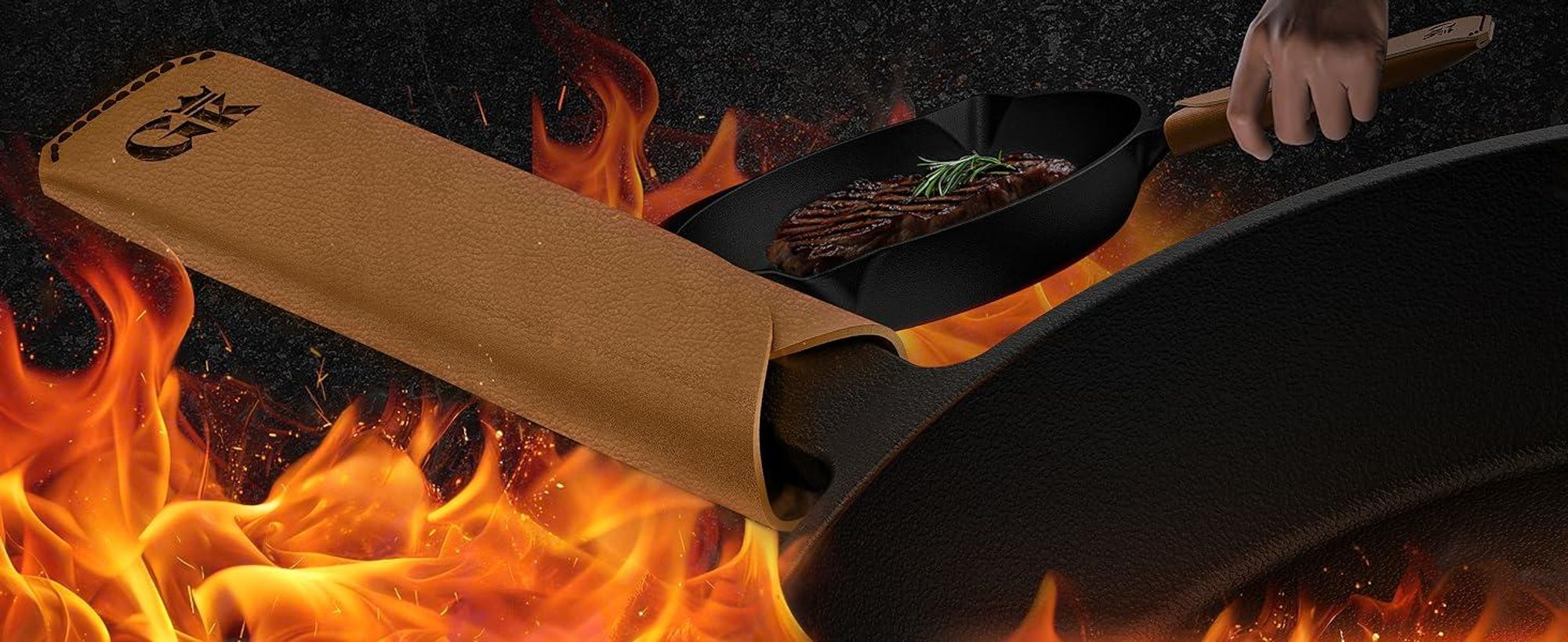 GUSSKÖNIG Gusseisenpfanne - 30cm Pfanne Gusseisen - Grillpfanne Gasgrill - Eingebrannte Gusseisen-Pfanne - Cast Iron Pan - Robuste Gusspfanne