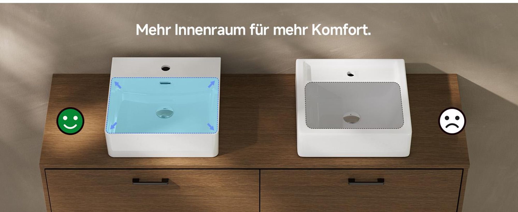 Waschbecken 50x42 cm mit Armatur Set, Keramik Aufsatzwaschbecken eckig, Cecipa MAX Badwaschbecken Wandmontage, Wasserfall Armatur pflegeleicht