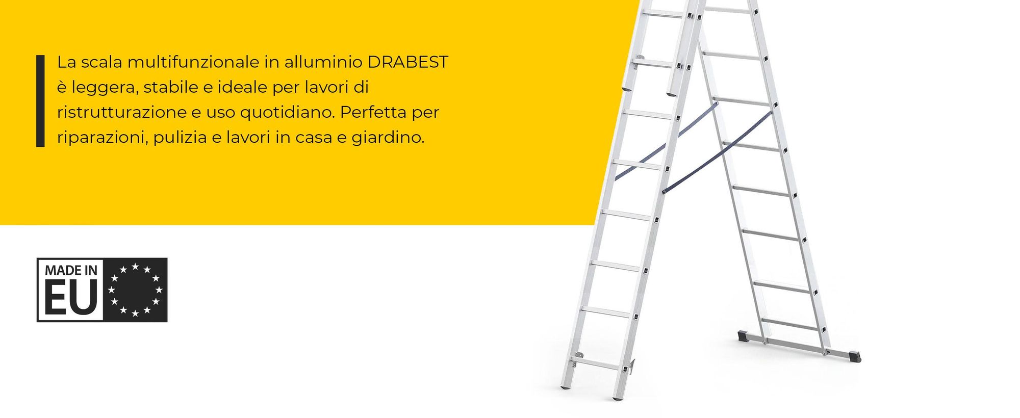 Drabest | Scala Alluminio 3 Éléments - 3x10 - 150 kg - Antiscivolo - Multifonctionnelle