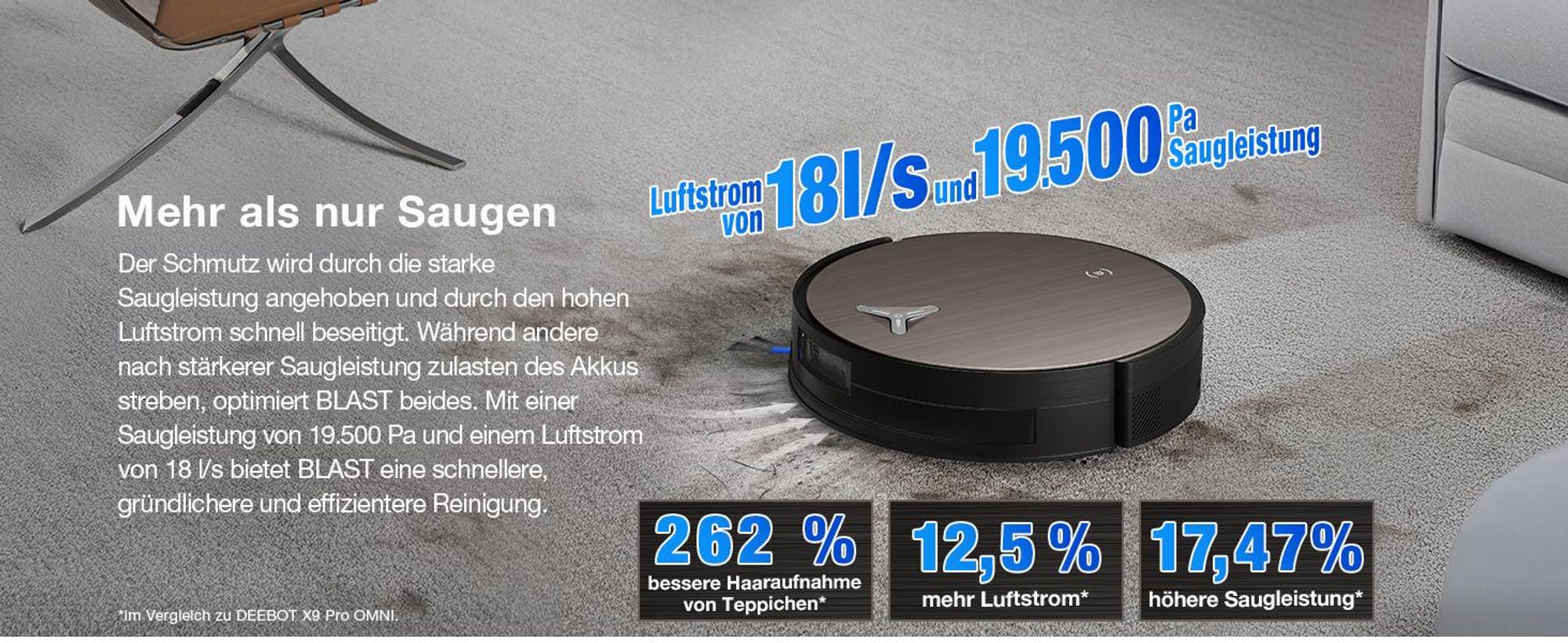 ECOVACS DEEBOT X11 OMNICYCLONE Staubsauger Roboter mit Wischfunktion, Blast + 19.500 Pa, ultraschnelles Akkuladen, PureCyclone 2.0 Auto-Entleerung