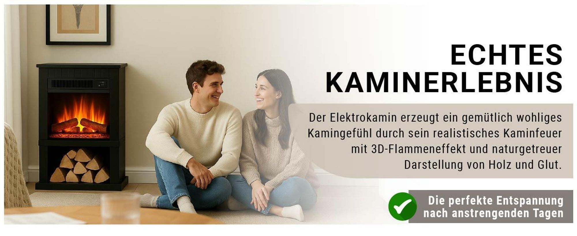 Elektrokamin Standkamin BALDERIA Ember – Heizung bis 2000 W, schwarz