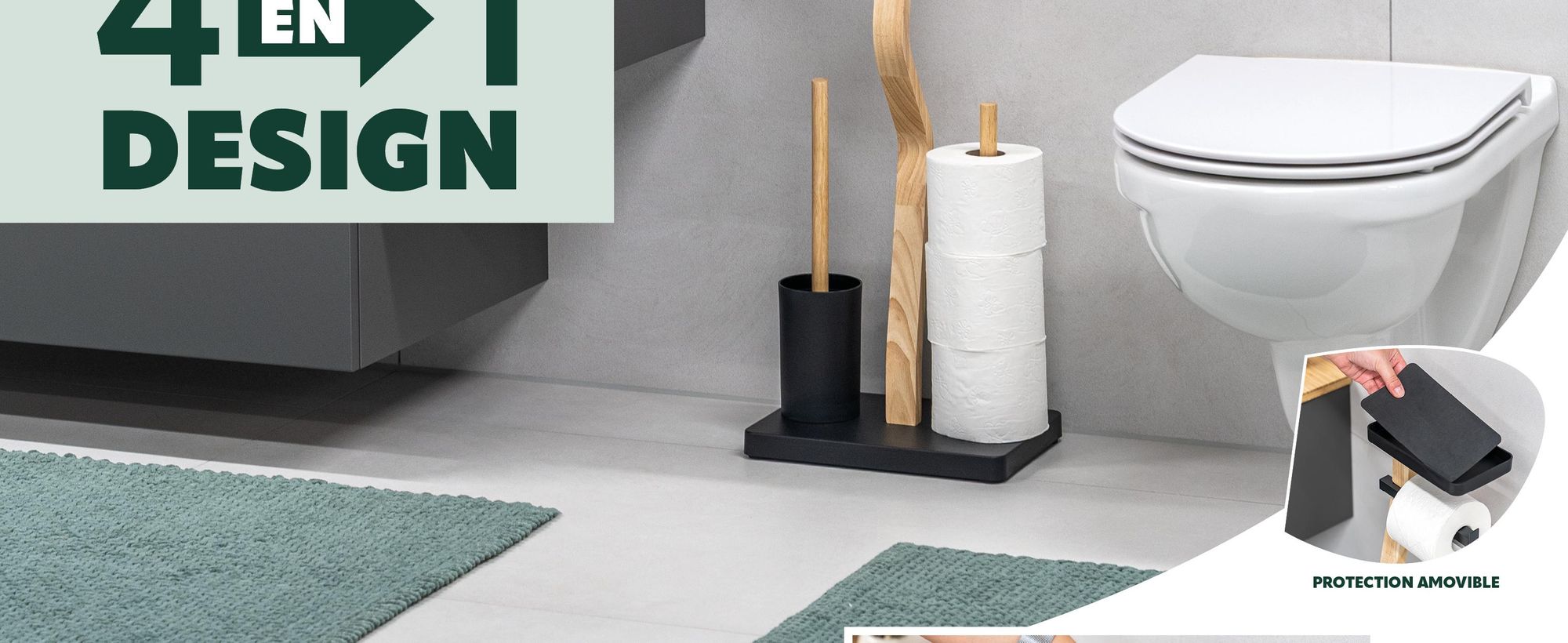 Ensemble de toilettes en métal et en bois pour la salle de bains
