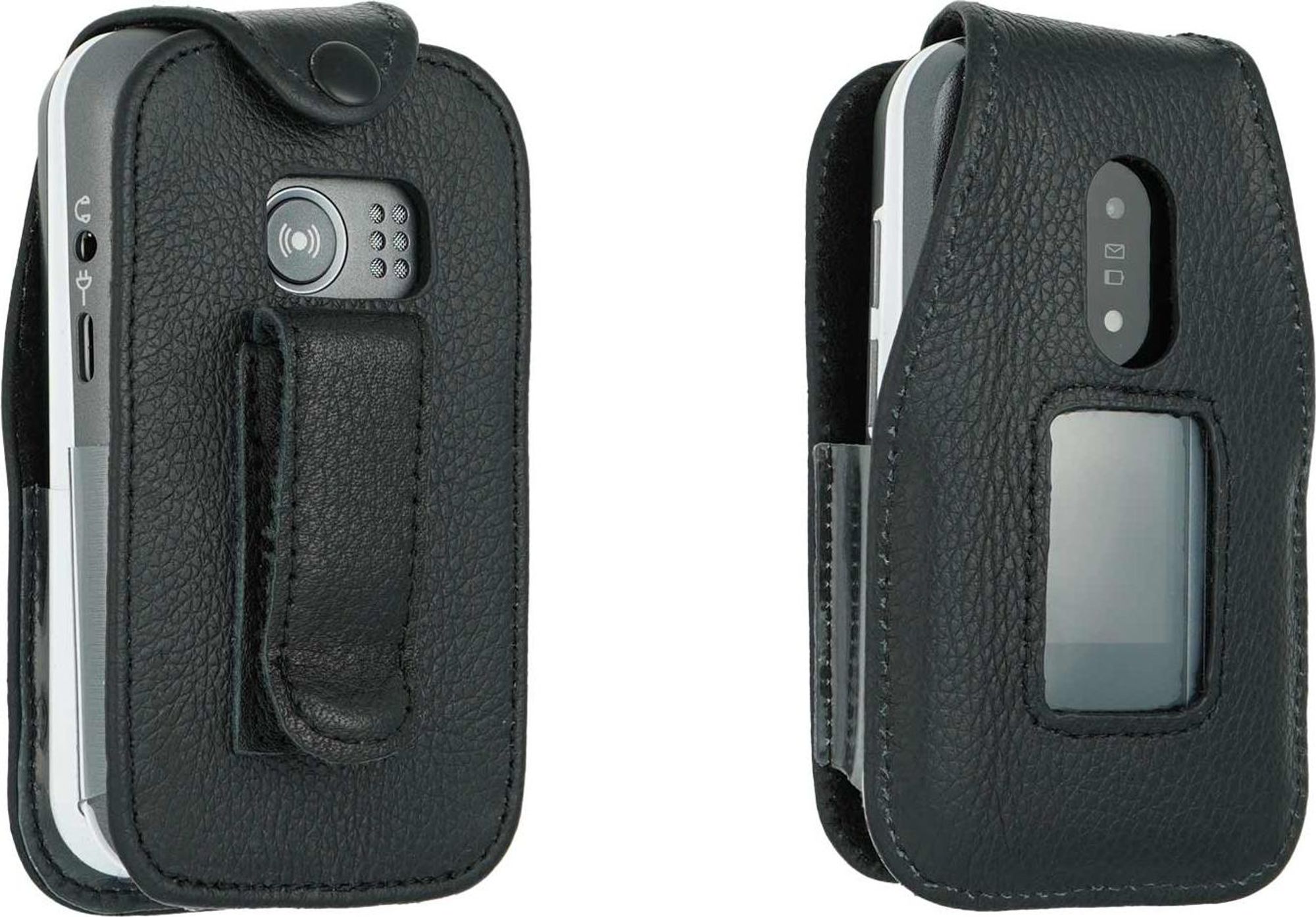 caseroxx Ledertasche mit Gürtelclip kompatibel mit Doro Leva L30 / L31 aus Echtleder, Tasche mit Gürtelclip und Sichtfenster  Bild 3