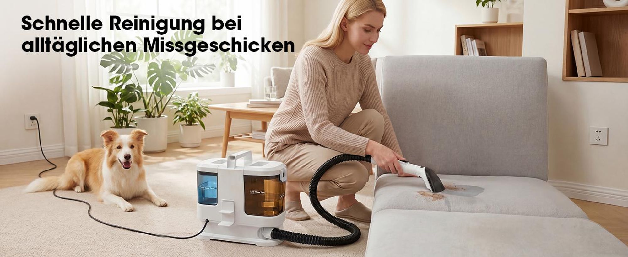 Lubluelu V2 Teppichreinigungsgerät Teppichreiniger Waschsauger Fleckenreiniger 600 W, 16000pa Saugkraft, für Sofas, Teppiche, Autositze inkl. Zubehör