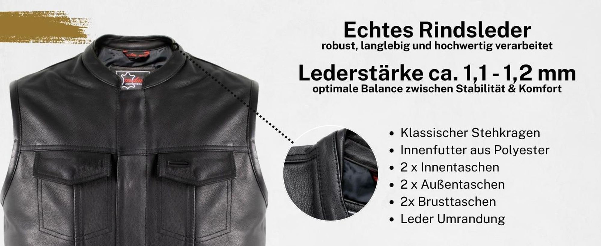 Herren Jeans Lederweste aus Rindsleder Weste Kutte Biker Motorrad Racing Custom(2XL)