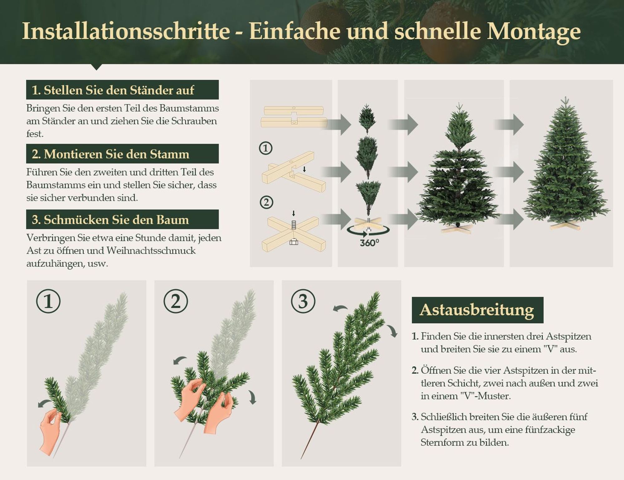 Salcar 210 cm Weihnachtsbaum Künstlich Tannenbaum Nordmanntanne mit Holzständer, mit 1525 PE-Zweigen und 993 PVC-Zweigen