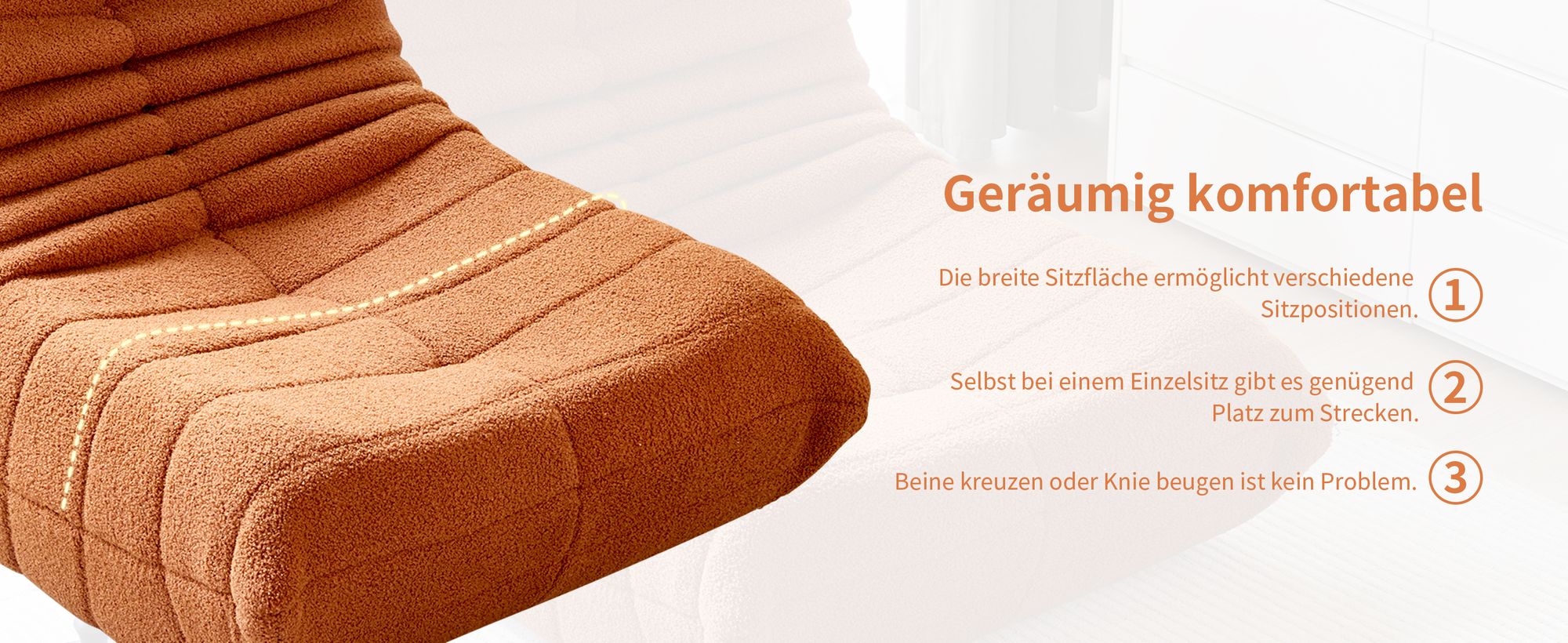 okwish Schlafsofas Relaxsessel mit Rückenlehne, Lazy Sofa, Indoor-Sitzkissen, faltbarer Meditationsstuhl, geeignet für Schlafzimmer, Wohnzimmer, Orange