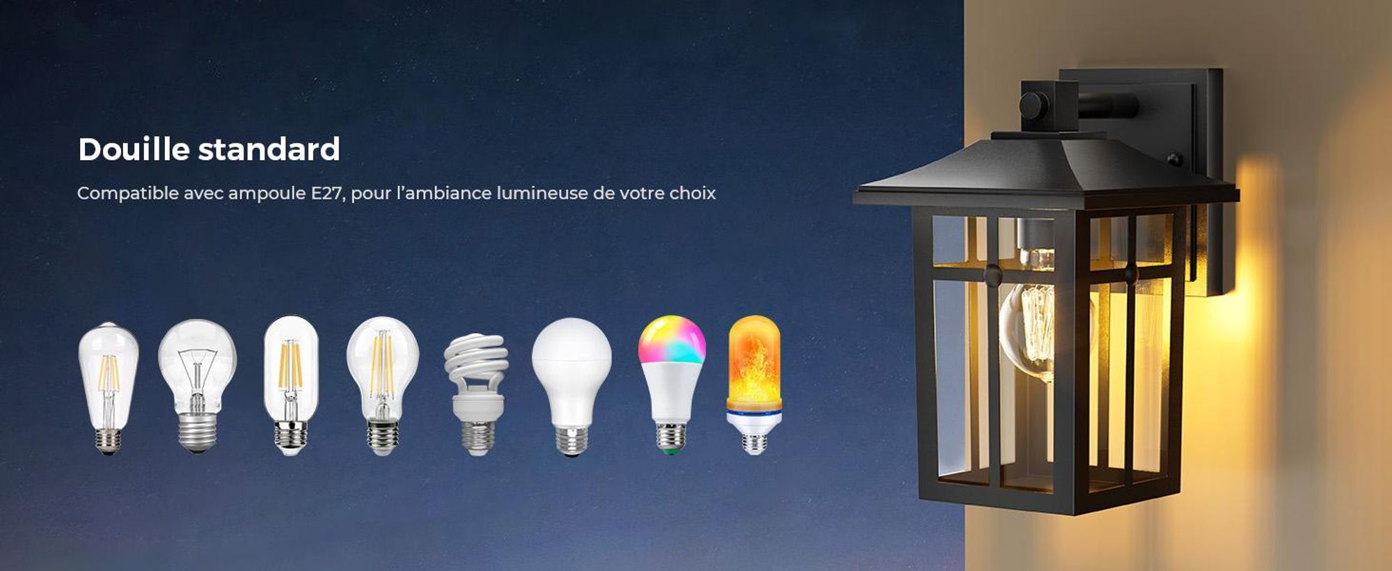 S'AFIELINA Applique murale extérieure, lampe extérieure murale pour terrasse, lampes extérieures mur maison, douille E27, 1 pièce