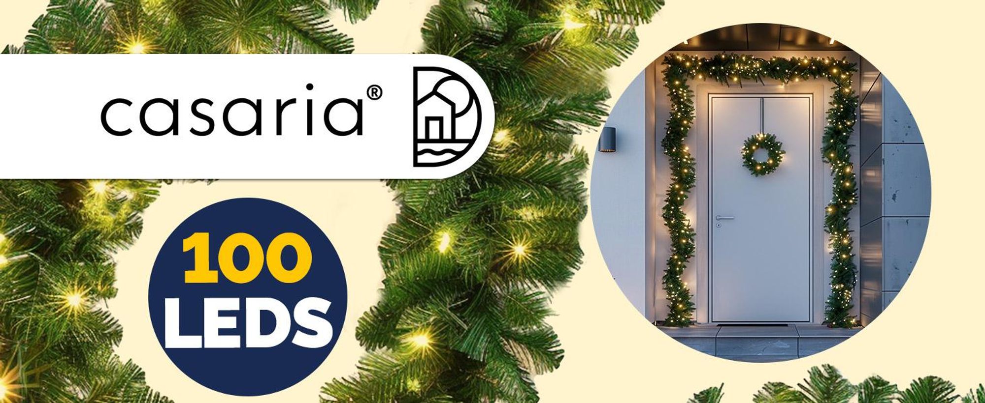 CASARIA Weihnachtsgirlande mit Beleuchtung 5m 100 LEDs