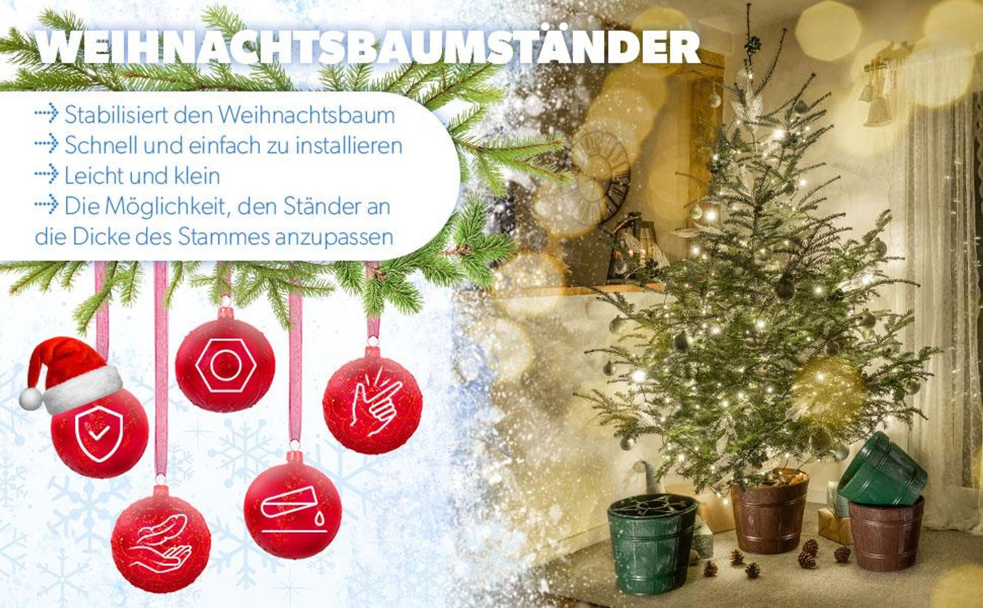 KADAX Weihnachtsbaumständer "Taden", Grün Christbaumständer, Baumhöhe bis 240 cm