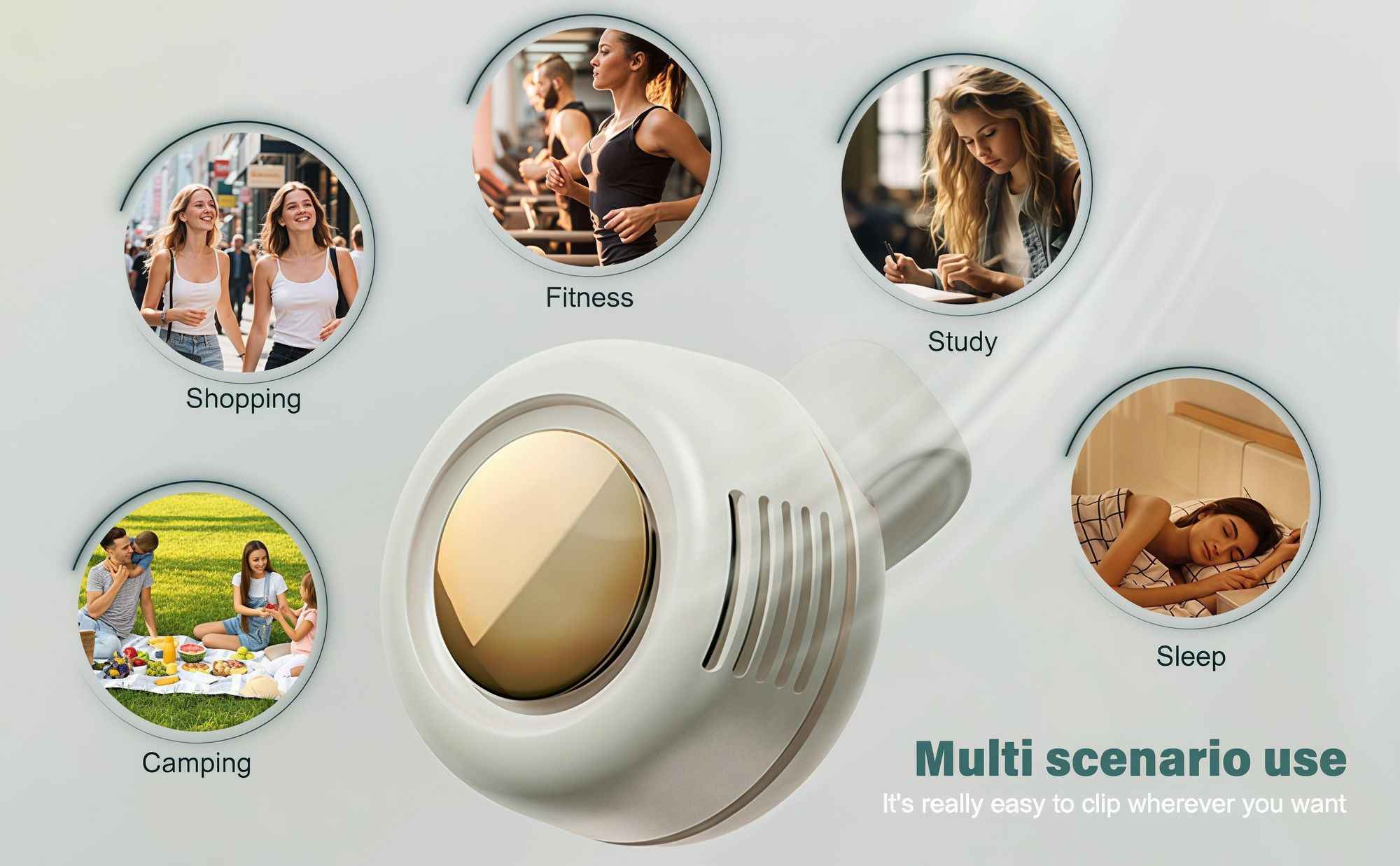 Mini Clip Ventilator,USB Ventilatoren Gurtelclip mit 900mAh Akku,3 Stufen,Tragbarer 360° Drehbar Handventilator Superleise 25db für Outdoor Büro Reise