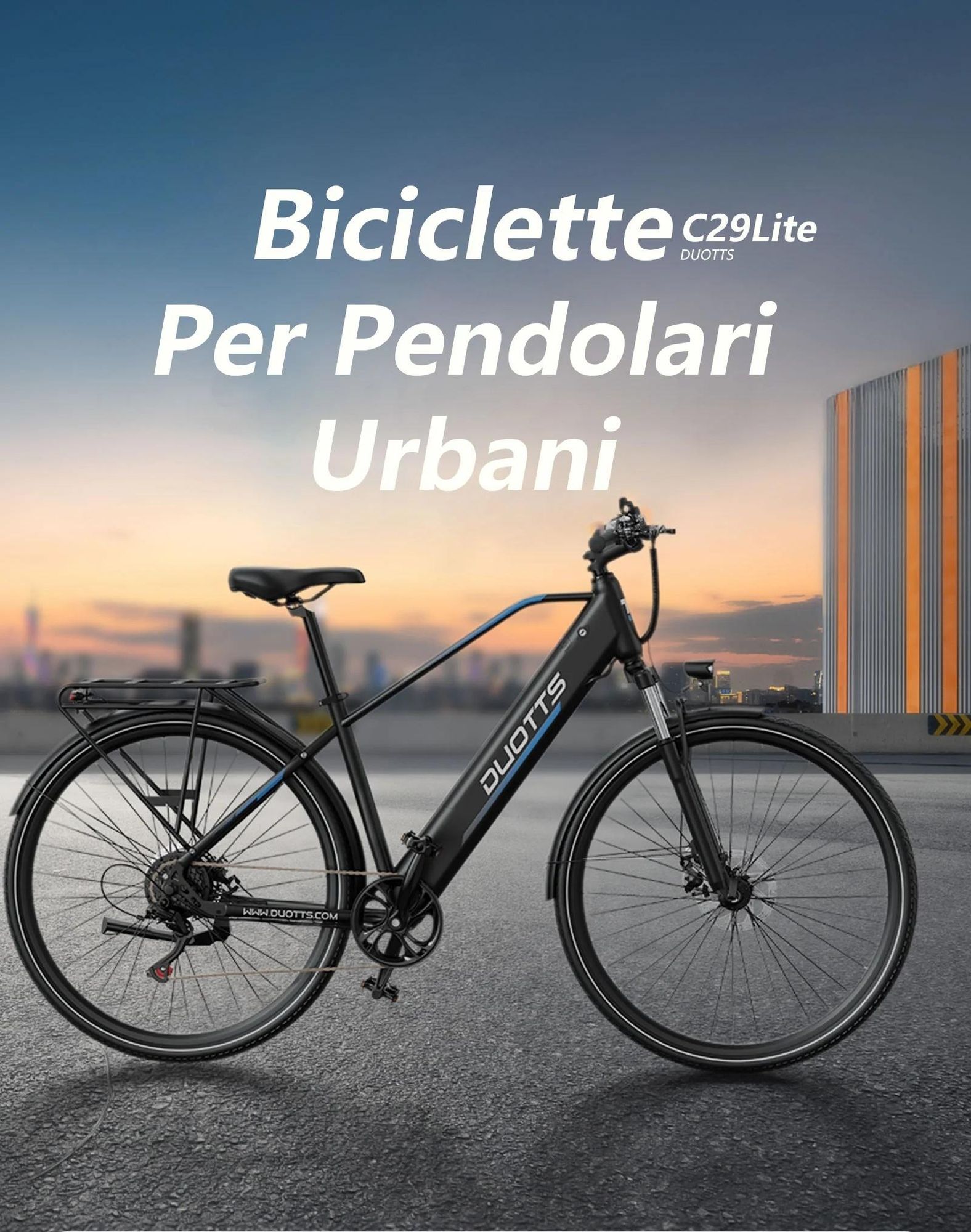 Bicicletta Elettrica Duotts C29 Lite - Motore 250W Batteria 36V13AH Pneumatici Da 27.5" Freni A Disco - Blu Nero