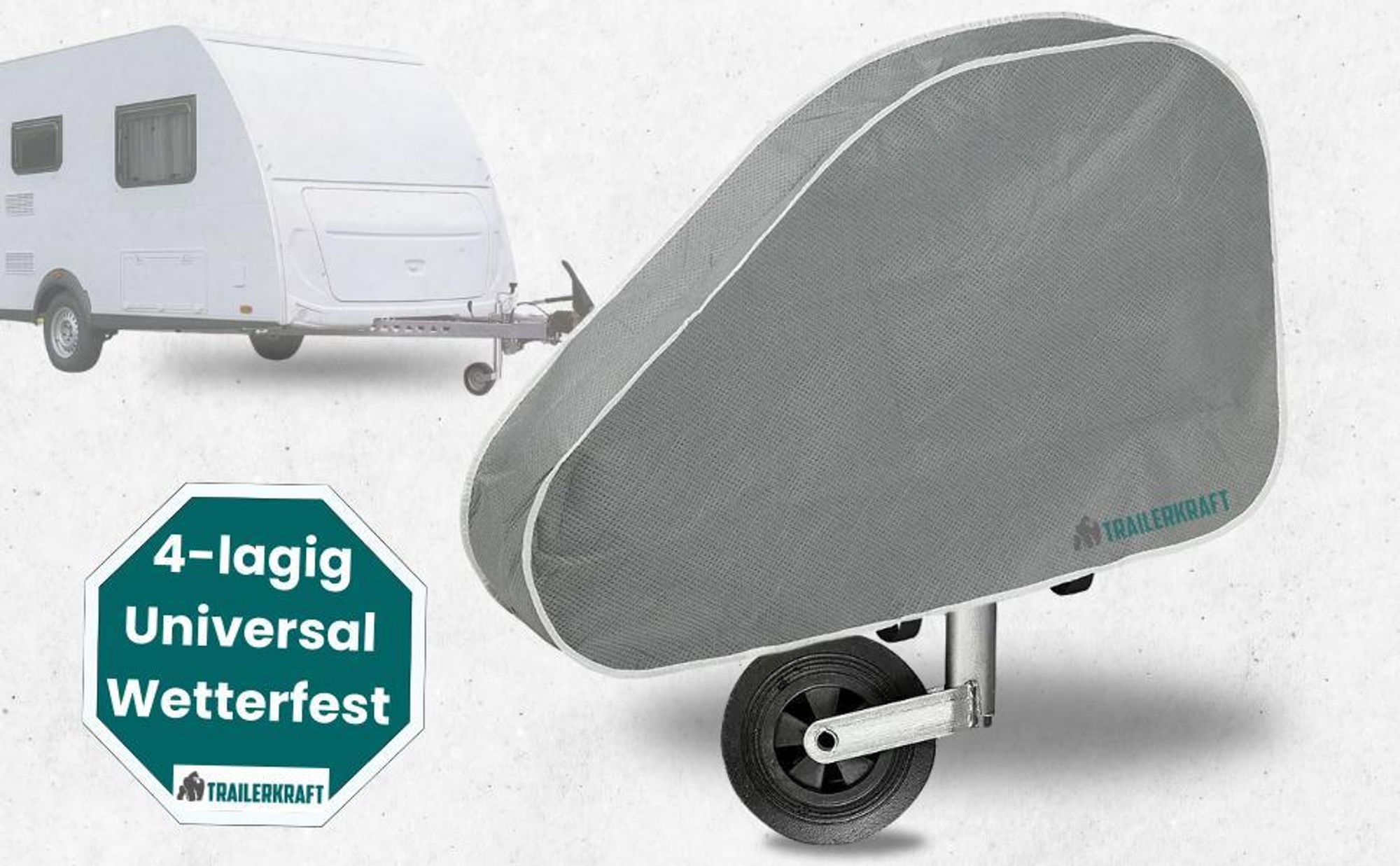 TRAILERKRAFT® Deichselabdeckung Wohnwagen PlusPro Universal Deichselhaube Anhänger mit Doppel-Klickverschluss | Anhängerkupplung Abdeckung Wasserdicht