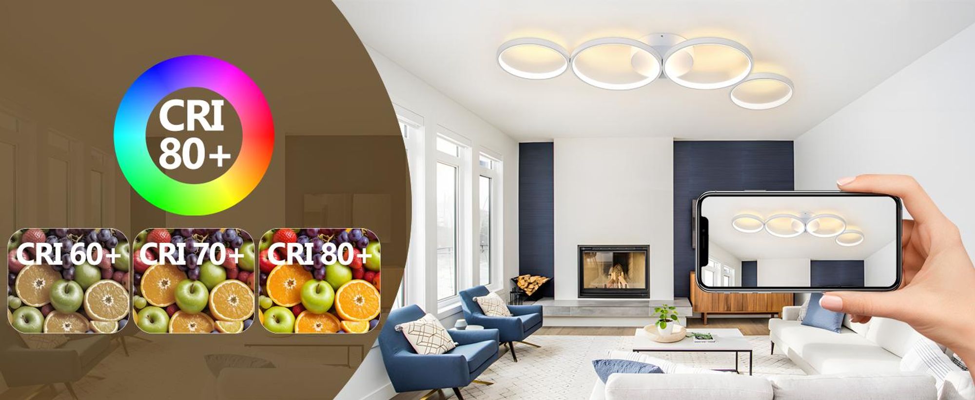 ZMH LED Deckenleuchte 55W Dimmbar mit Fernbedienung Modern 4 Flammig in Ringoptik Deckenlampe Rund Innen Metall für Wohnzimmer Schlafzimmer Weiß